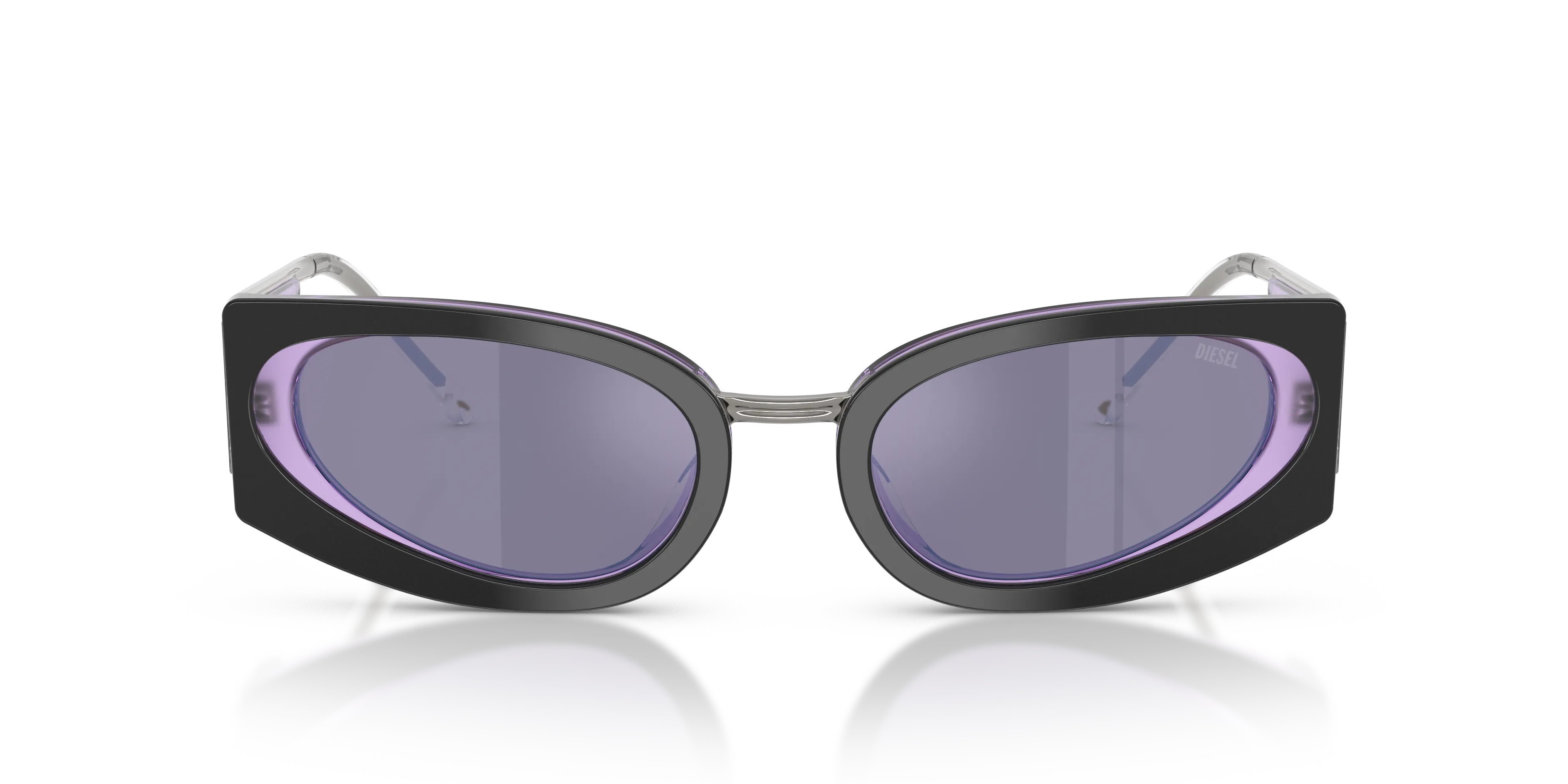 DIESEL DL2014U 20452S Occhiali da sole Acetato Nero Viola Cat Eye Specchiate - immagine 3