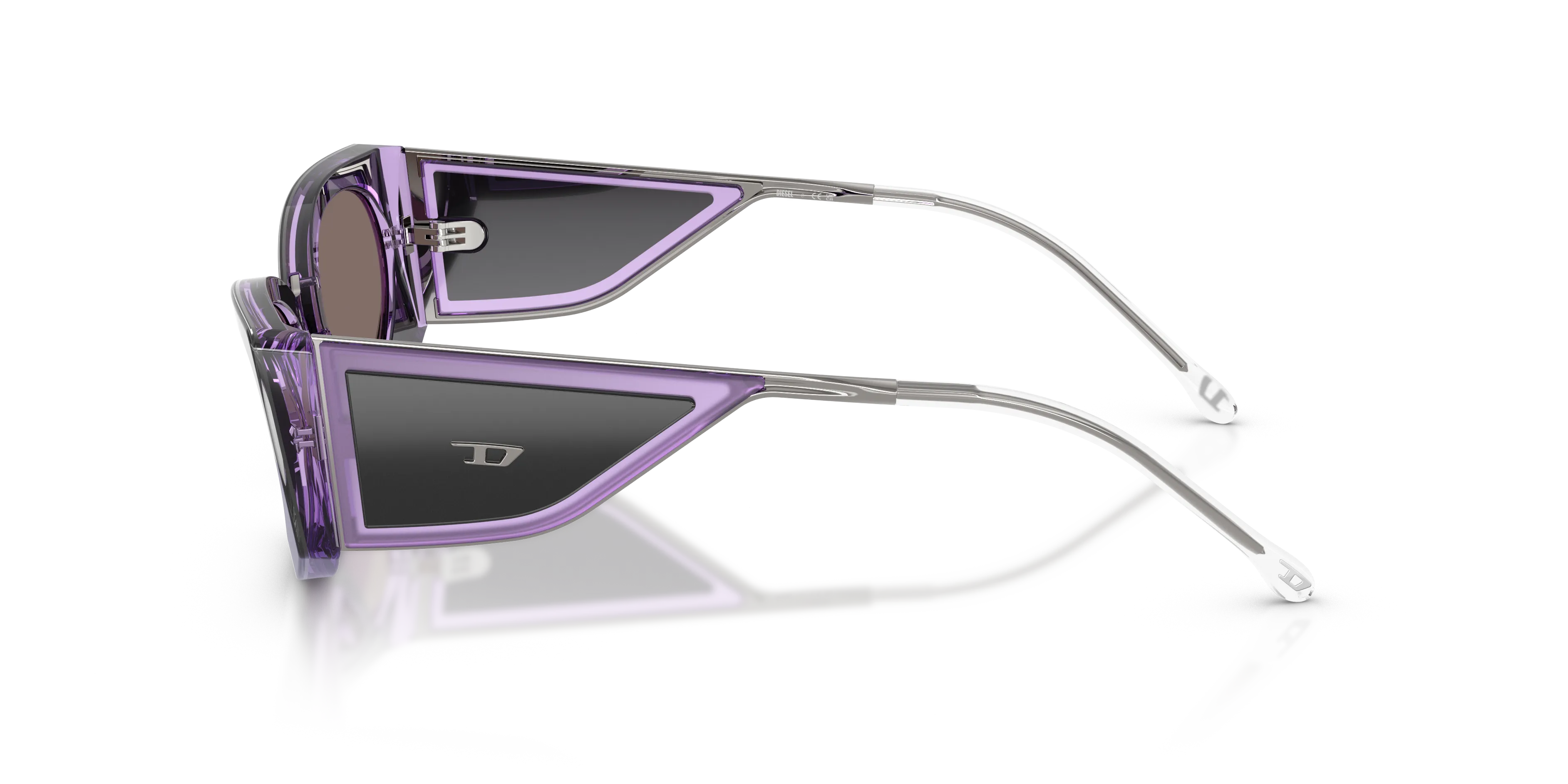 DIESEL DL2014U 20452S Occhiali da sole Acetato Nero Viola Cat Eye Specchiate - immagine 4