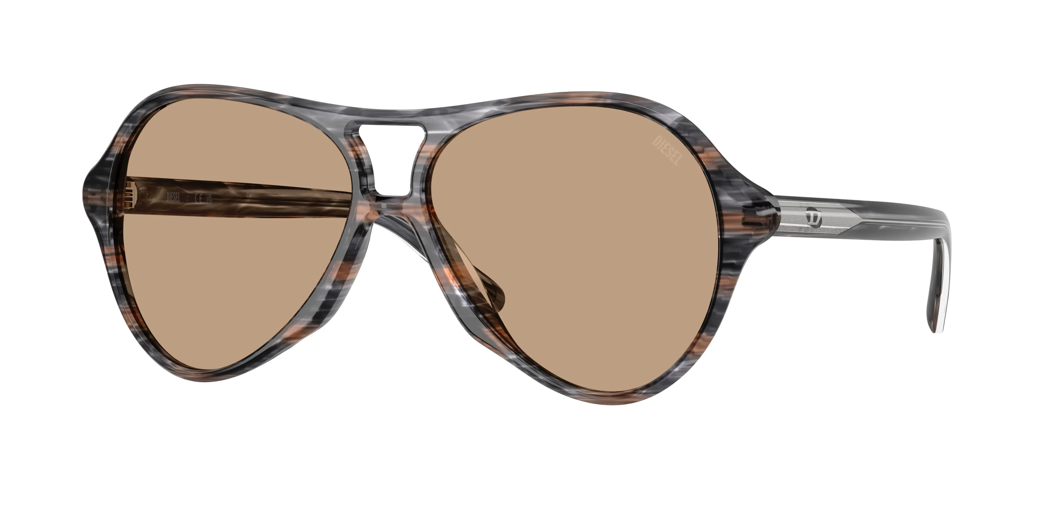 DIESEL DL2013U 203963 Occhiali da sole Acetato Grigio Marrone Pilot Normale - immagine 1