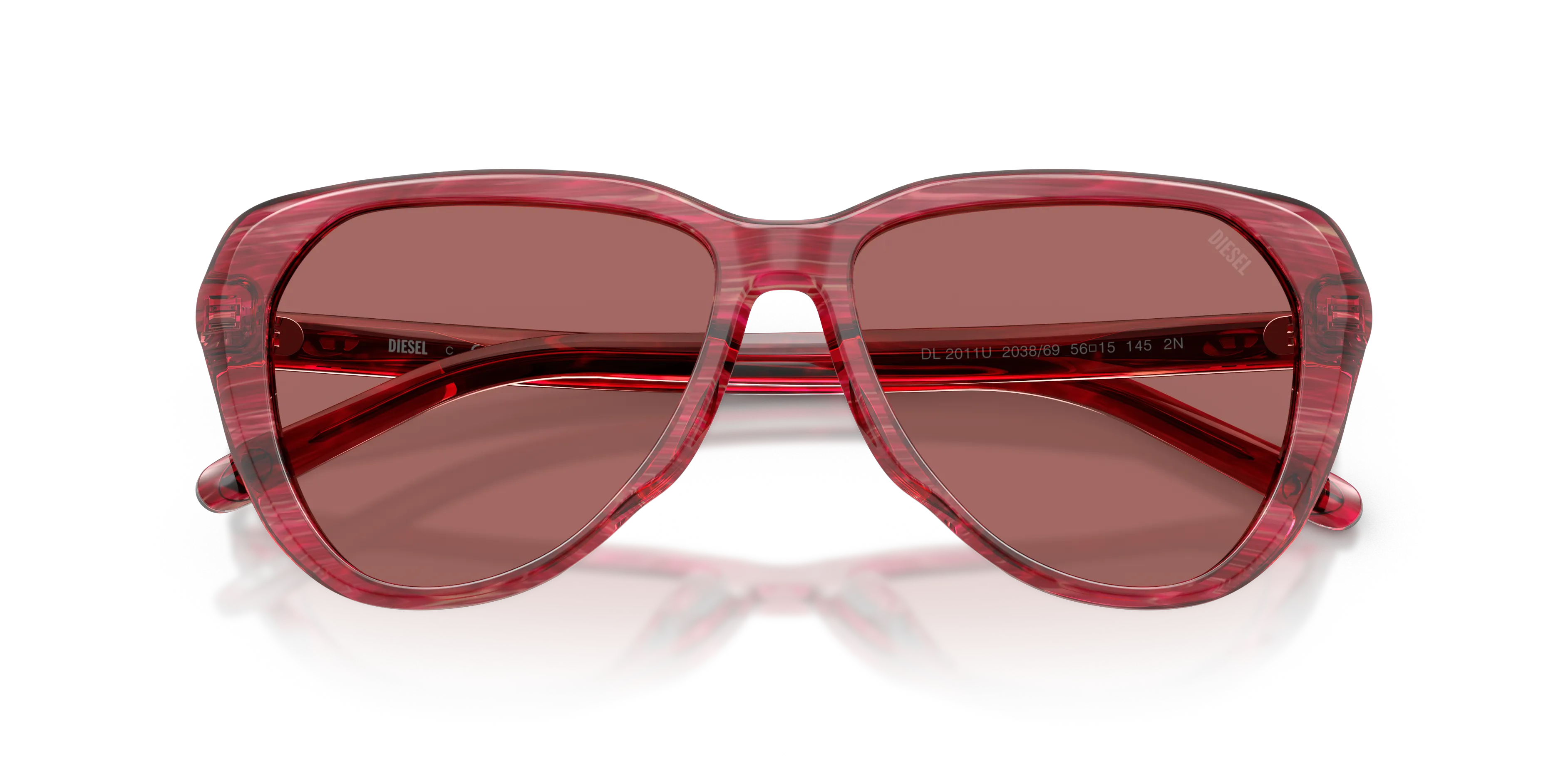DIESEL DL2011U 203869 Occhiali da sole Acetato Rosso Viola Pilot Normale - immagine 2