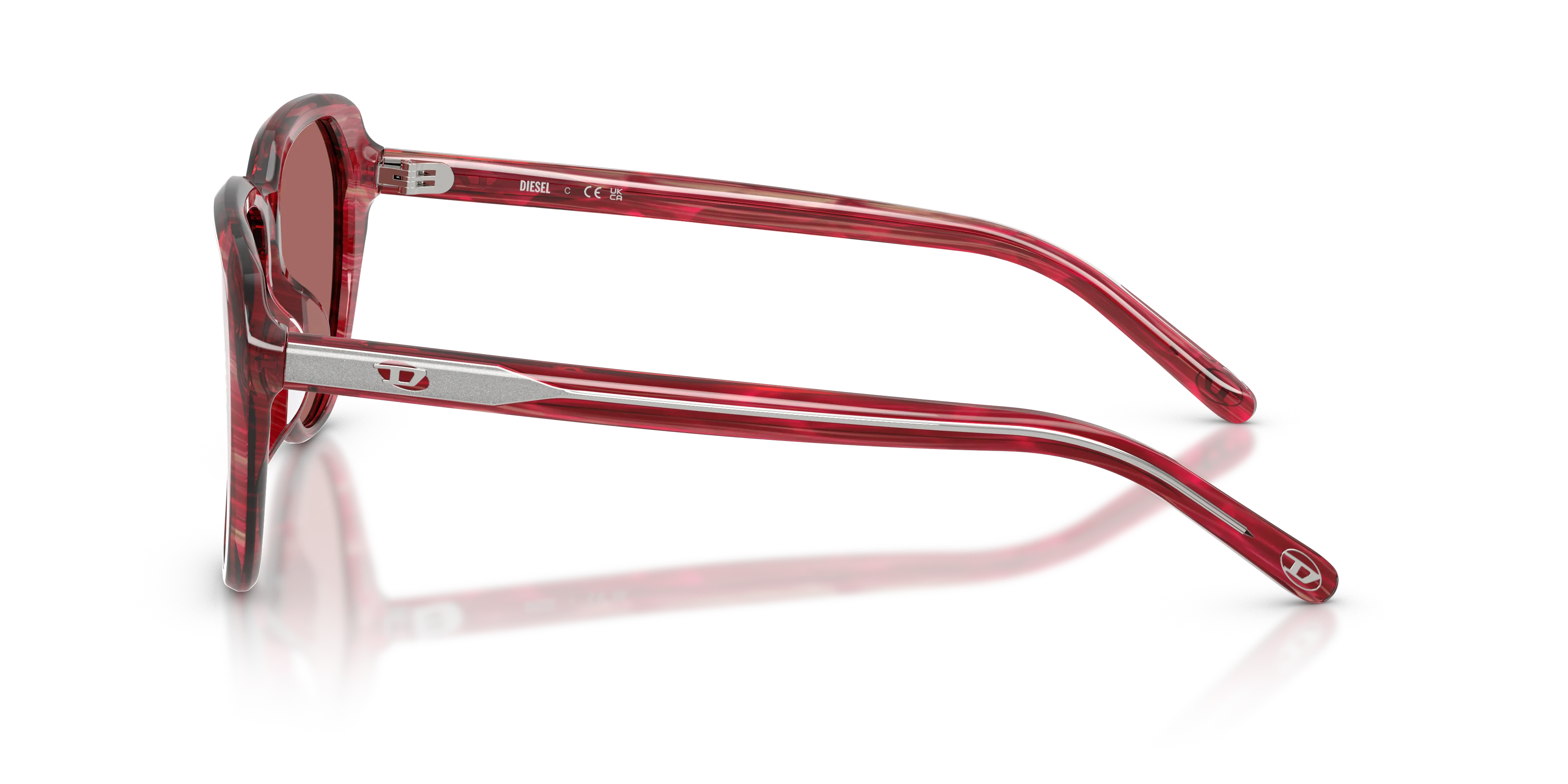 DIESEL DL2011U 203869 Occhiali da sole Acetato Rosso Viola Pilot Normale - immagine 4