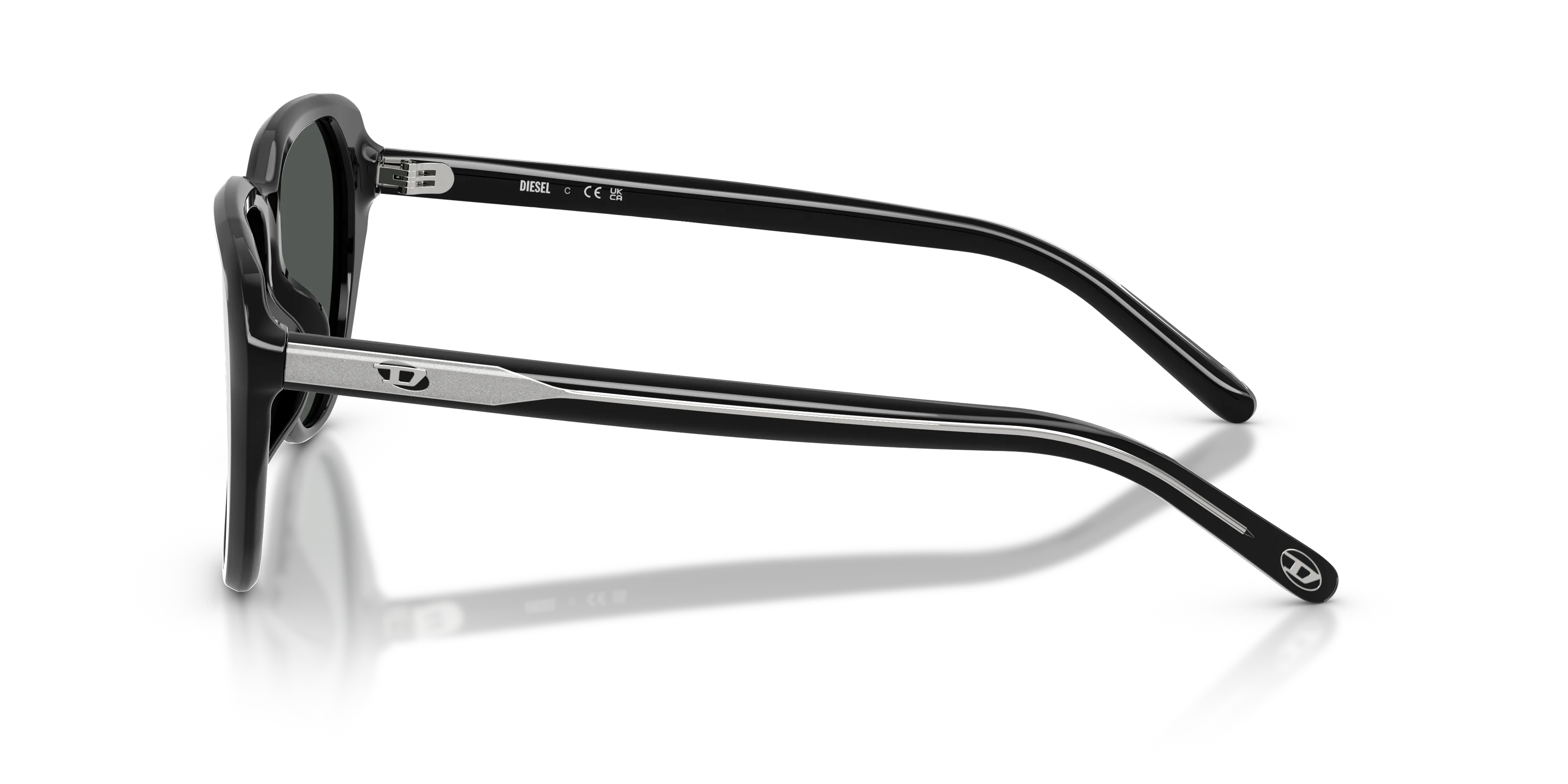 DIESEL DL2011U 200187 Occhiali da sole Acetato Nero Nero Pilot Normale - immagine 4