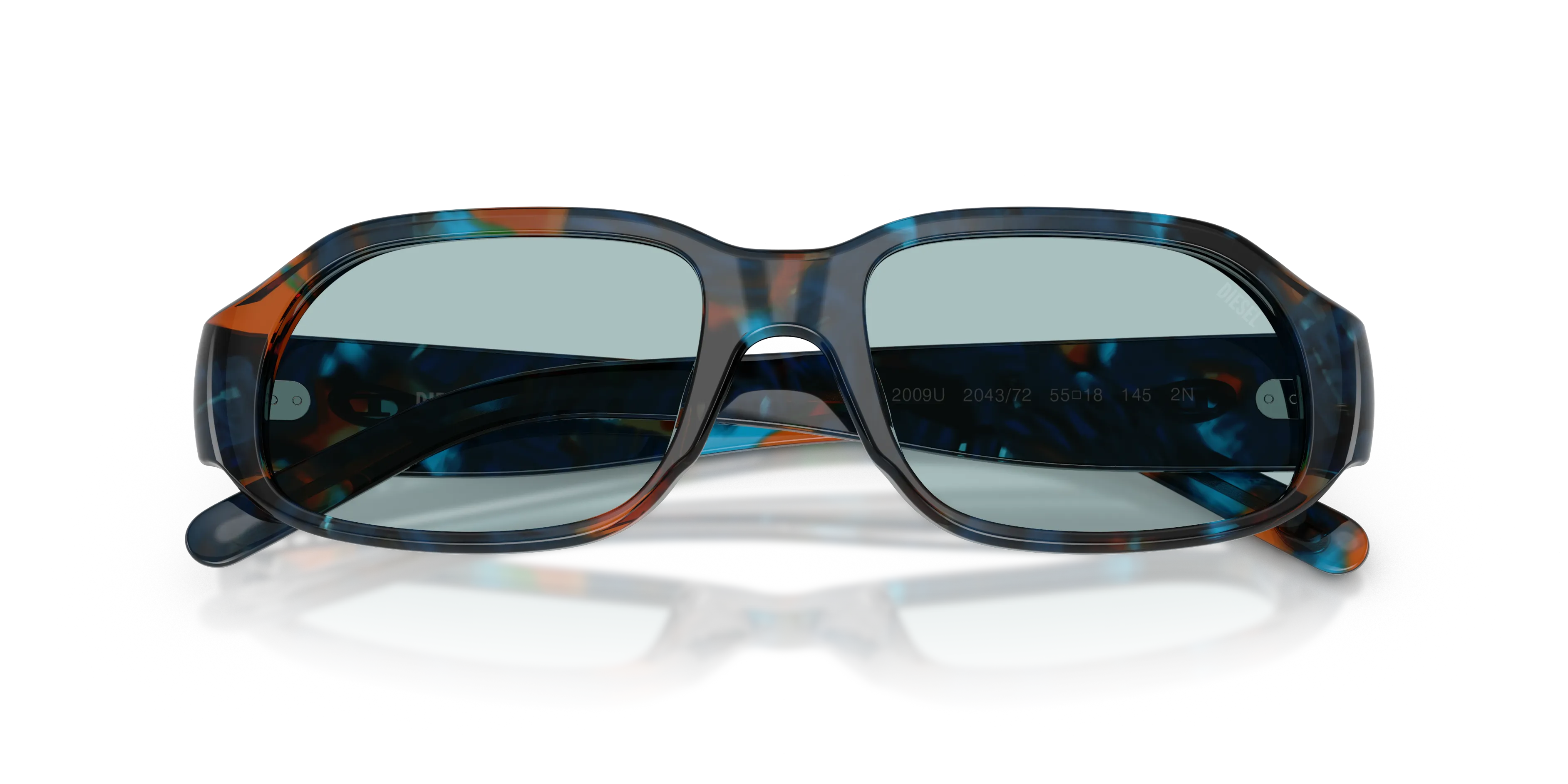 DIESEL DL2009U 204372 Occhiali da sole Acetato Blu Blu Squadrata Normale - immagine 2