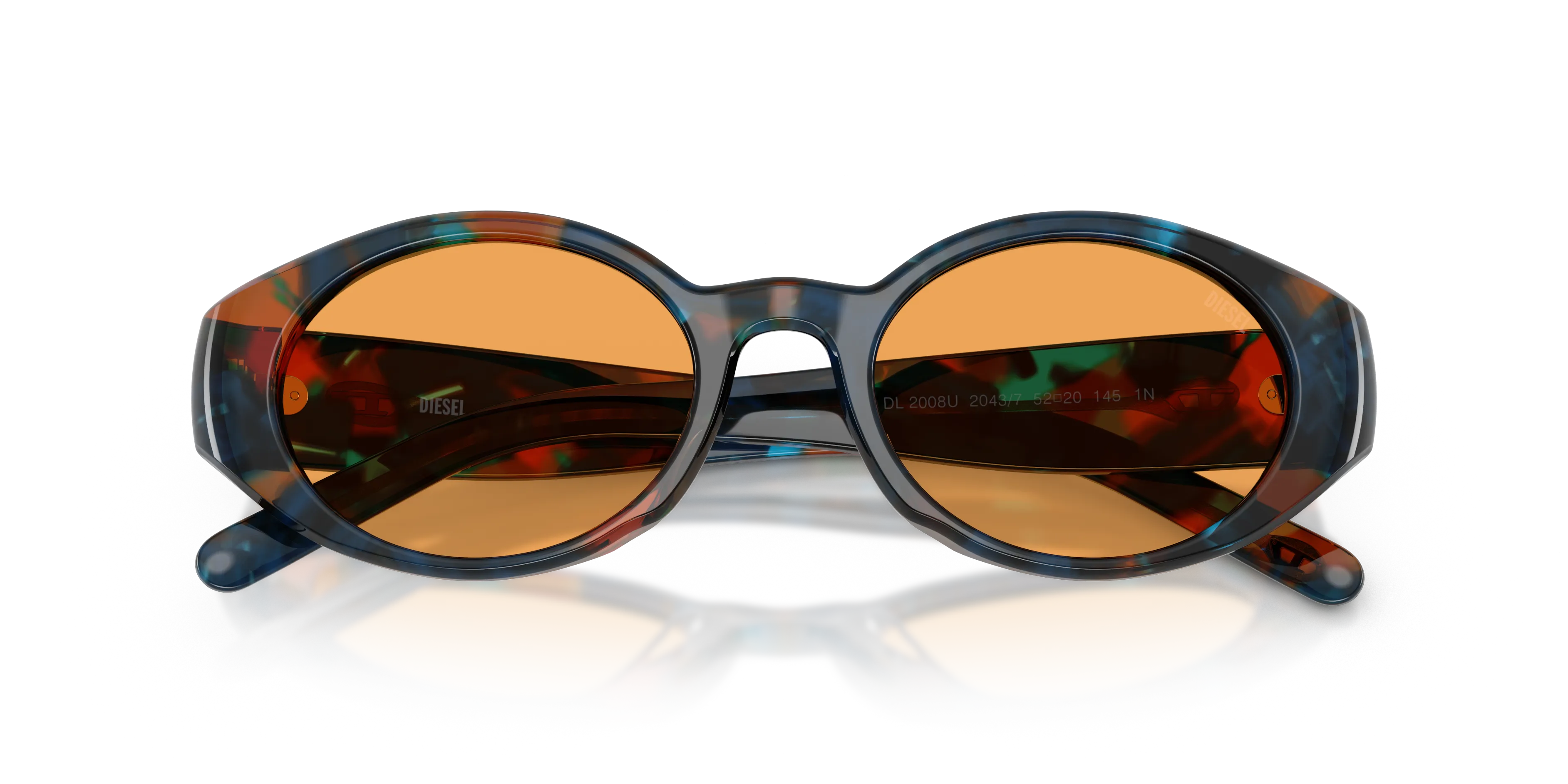 DIESEL DL2008U 2043/7 Occhiali da sole Acetato Blu Arancione Rotonda Normale - immagine 2