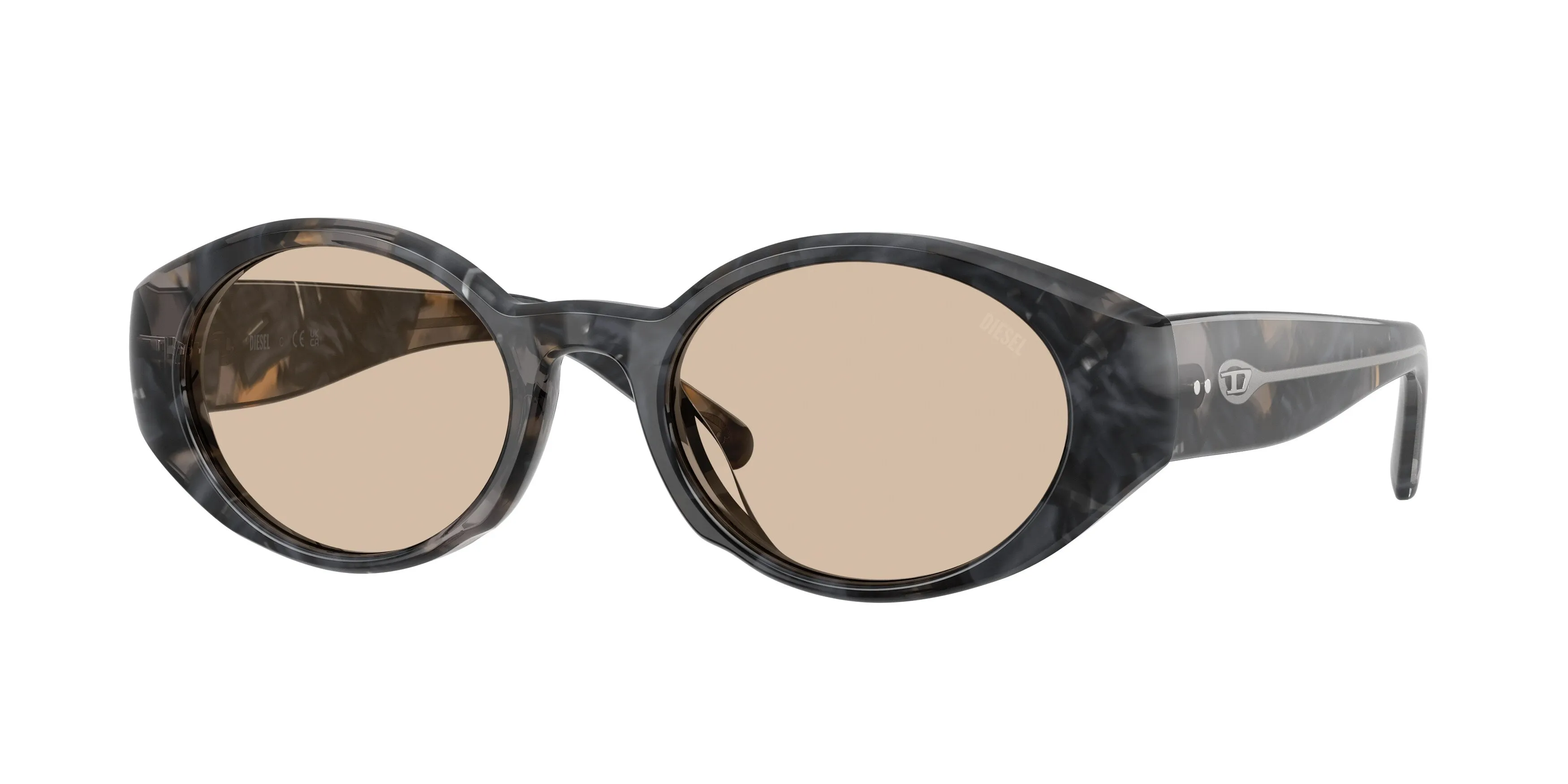 DIESEL DL2008U 204193 Occhiali da sole Acetato Grigio Marrone Rotonda Normale - immagine 1