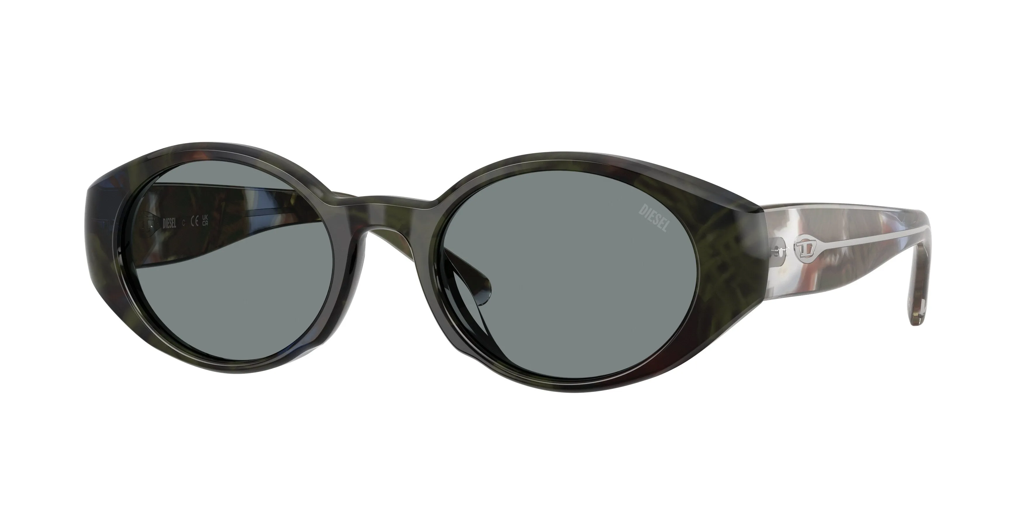 DIESEL DL2008F 2042/1 Occhiali da sole Acetato Verde Grigio Rotonda Normale - immagine 1