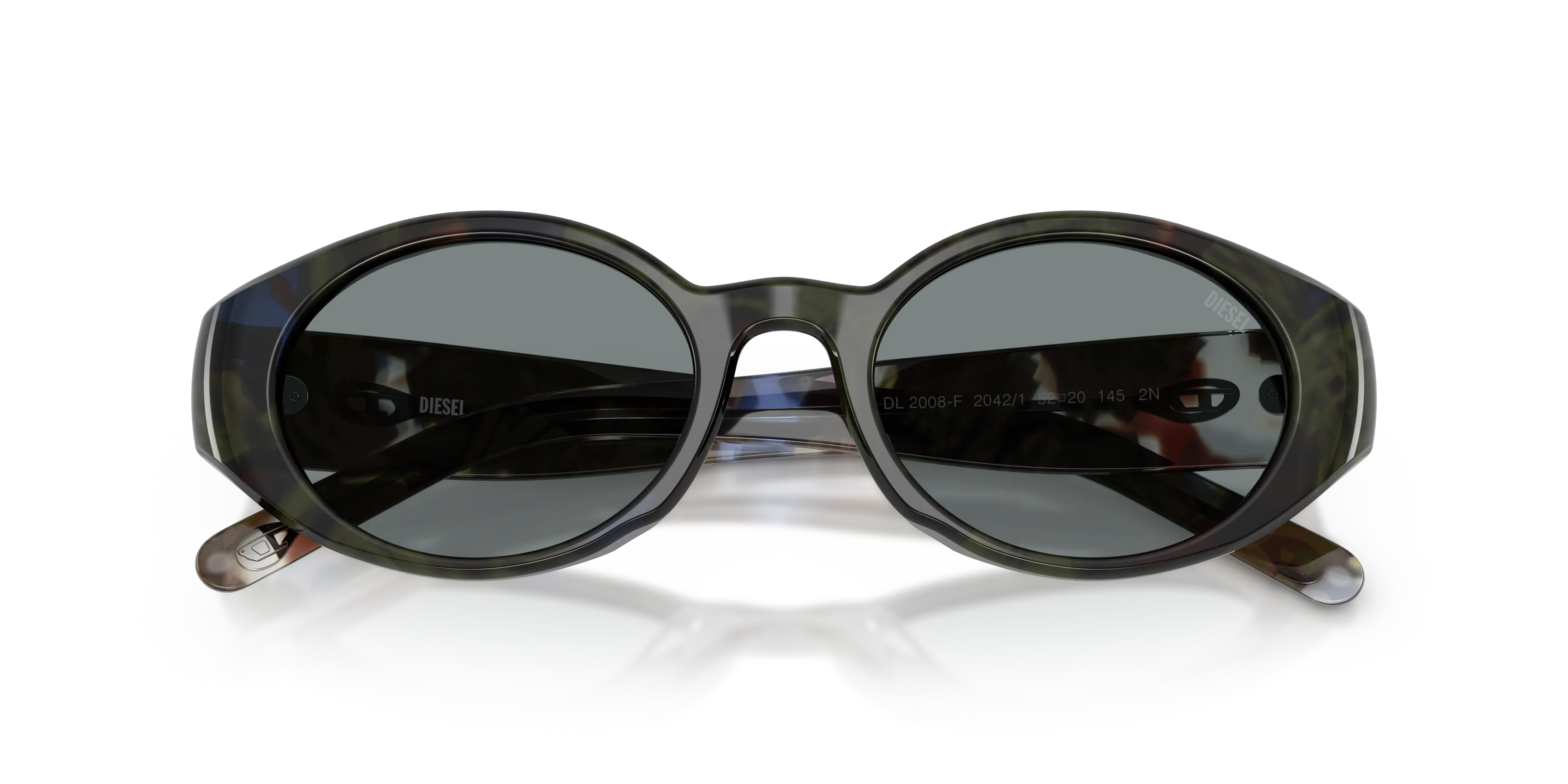 DIESEL DL2008F 2042/1 Occhiali da sole Acetato Verde Grigio Rotonda Normale - immagine 2