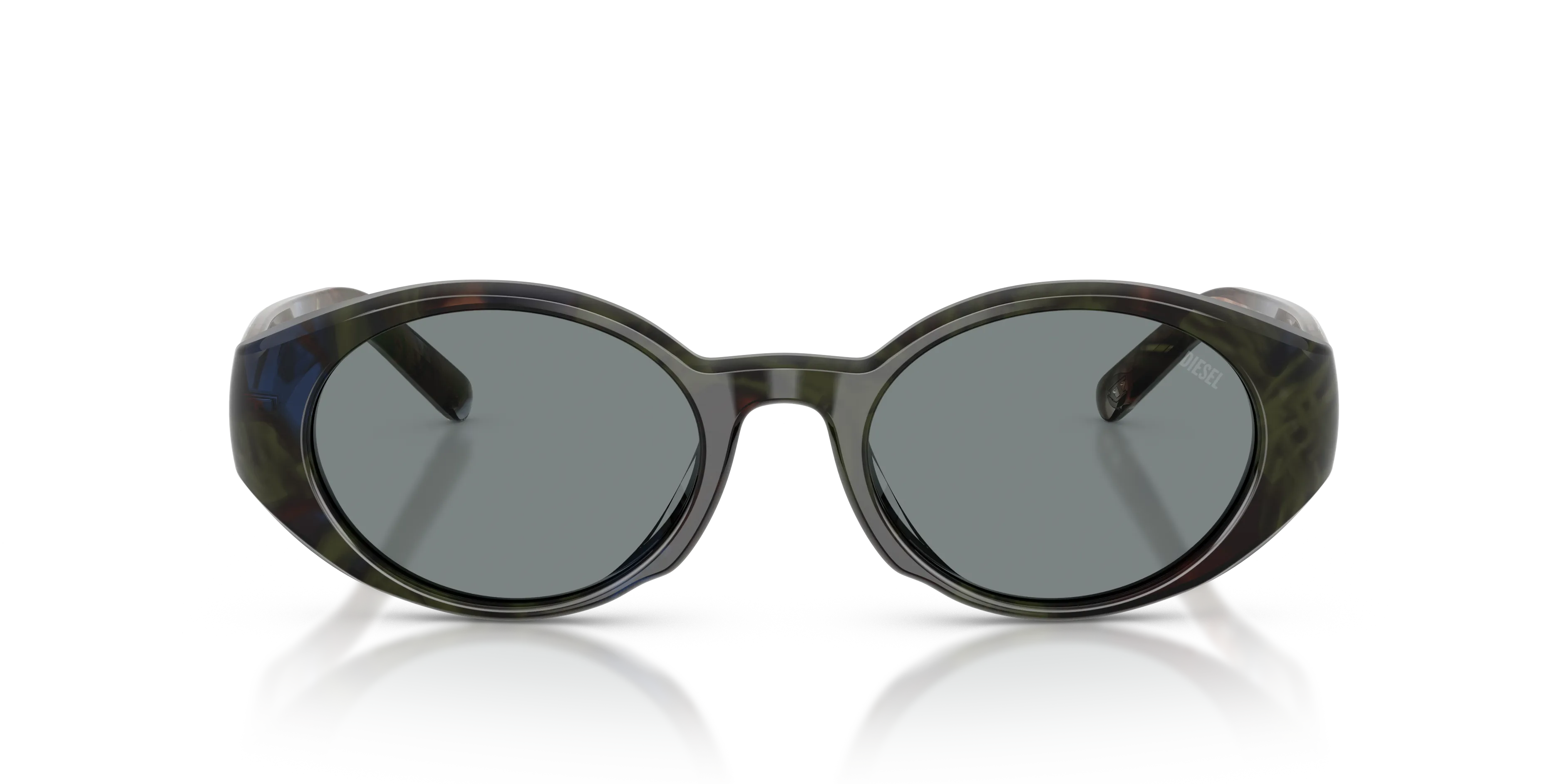 DIESEL DL2008F 2042/1 Occhiali da sole Acetato Verde Grigio Rotonda Normale - immagine 3