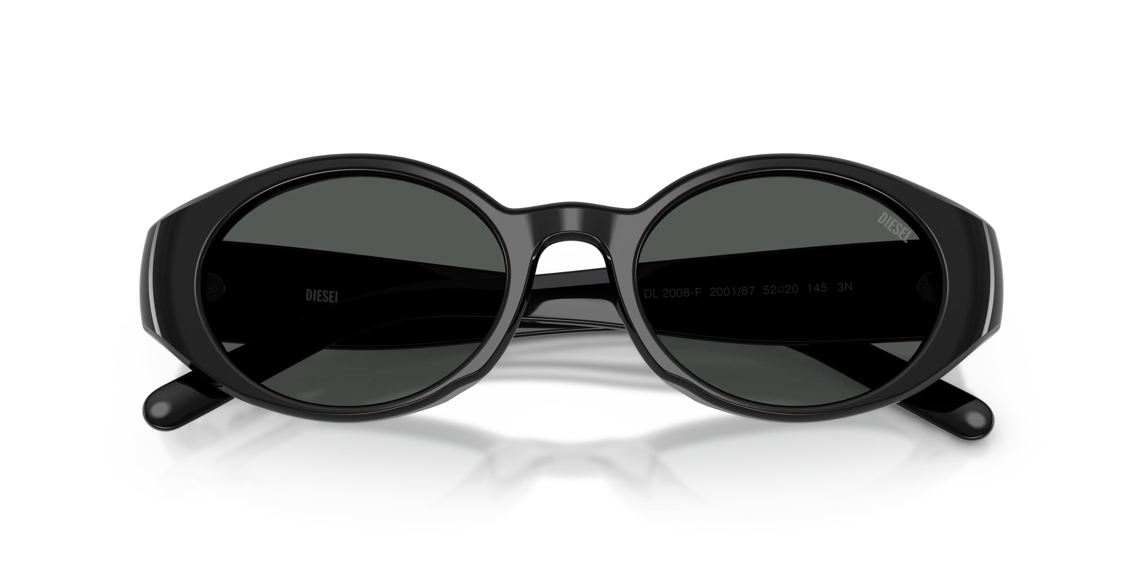 DIESEL DL2008F 200187 Occhiali da sole Acetato Nero Nero Rotonda Normale - immagine 2