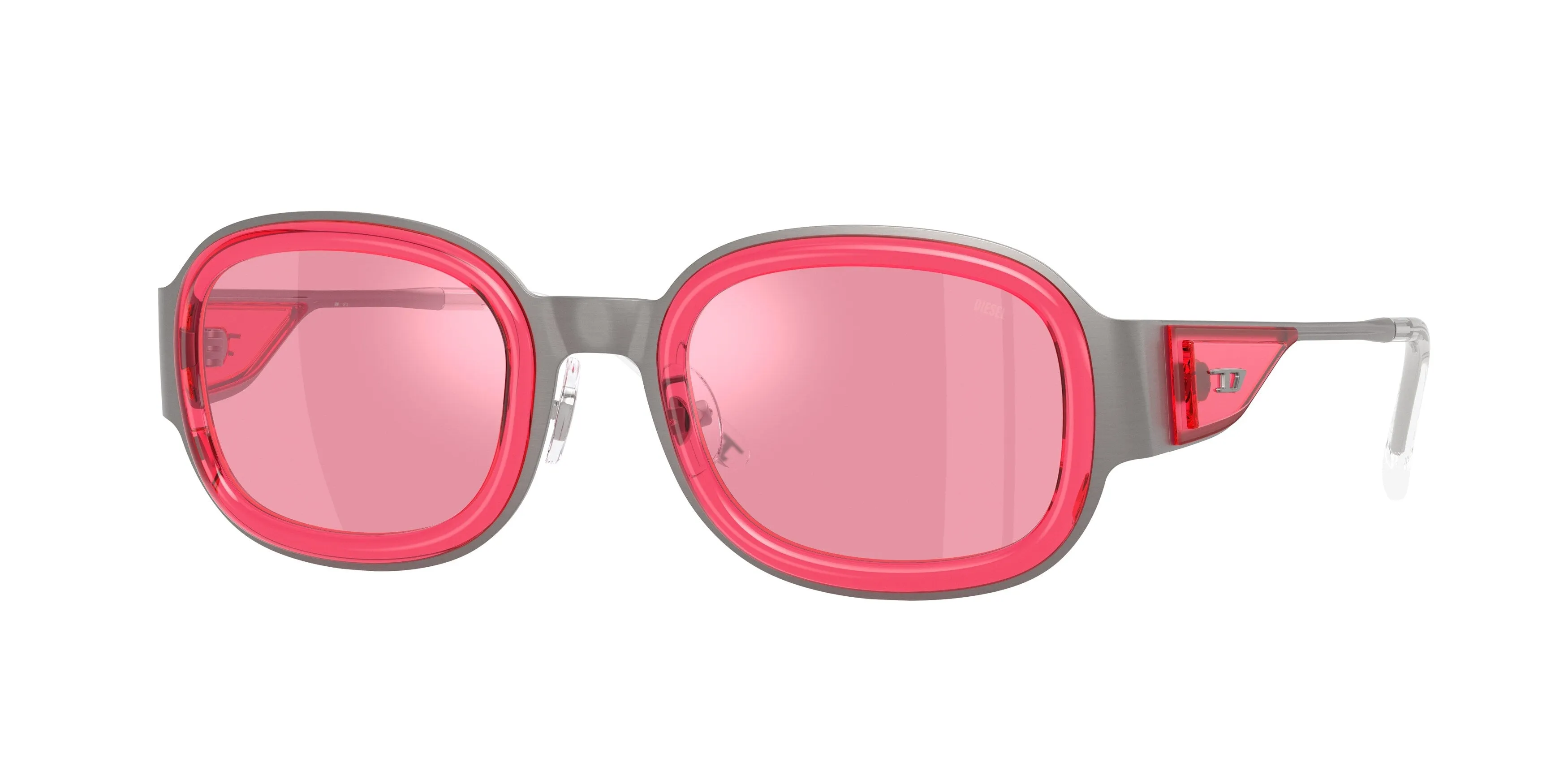 DIESEL DL1020 104530 Occhiali da sole Metallo Grigio Rosa Squadrata Normale - immagine 1