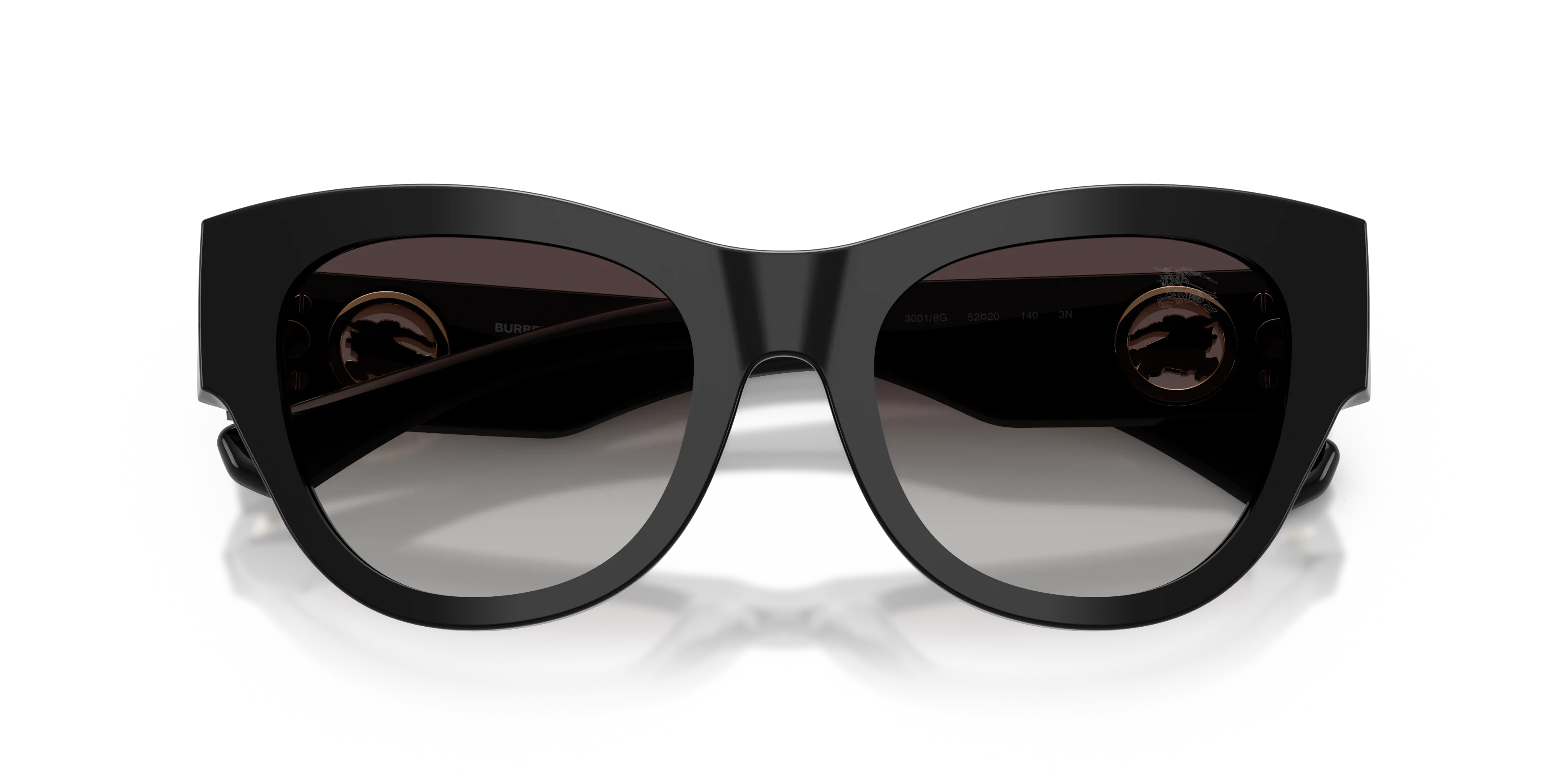 Burberry BE4491 30018G Occhiali da sole Acetato Nero Grigio Rotonda Normale Sfumato - immagine 2