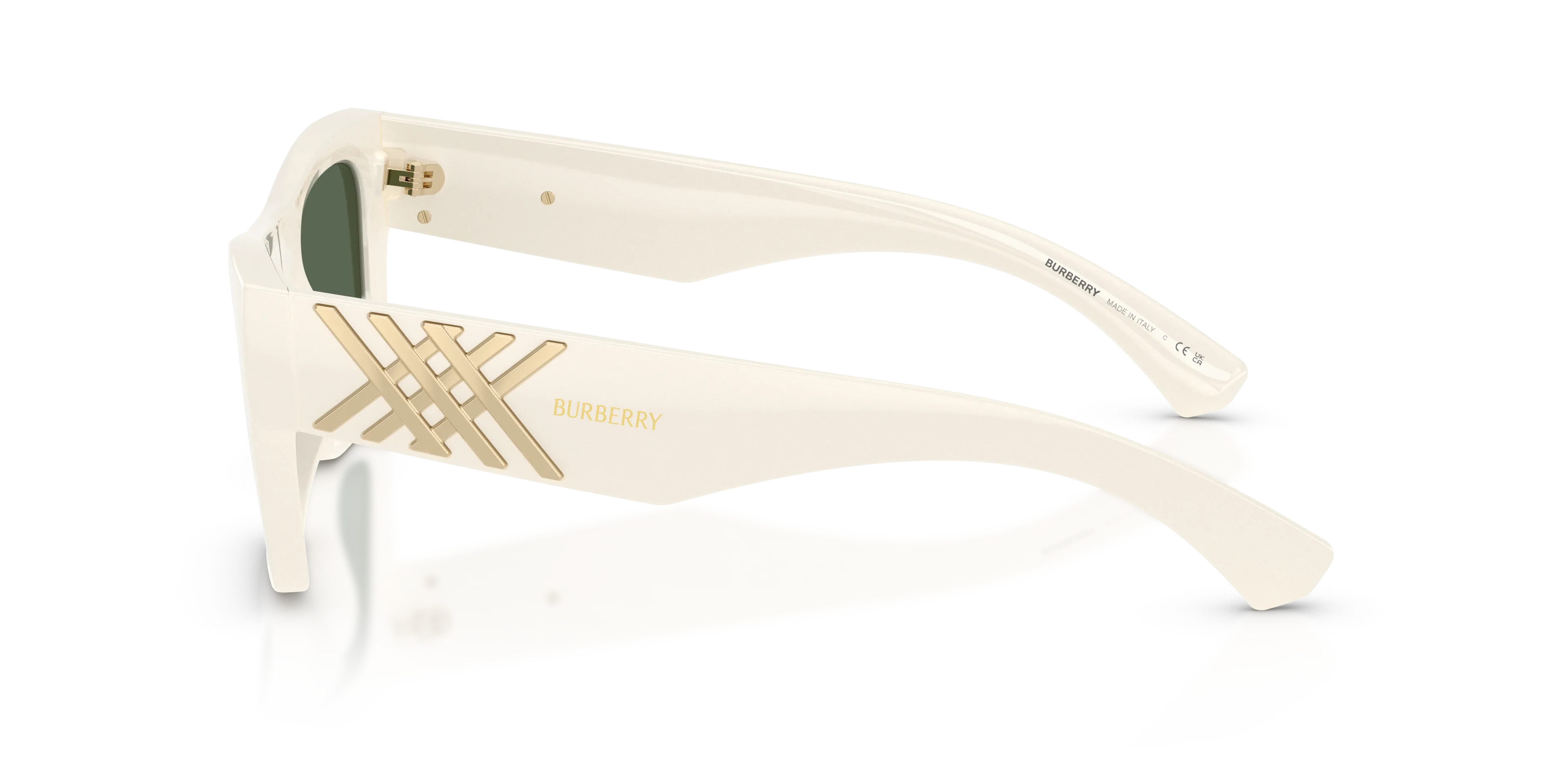 Burberry BE4490U 421871 Occhiali da sole Iniettato Bianco Verde Squadrata Normale - immagine 4