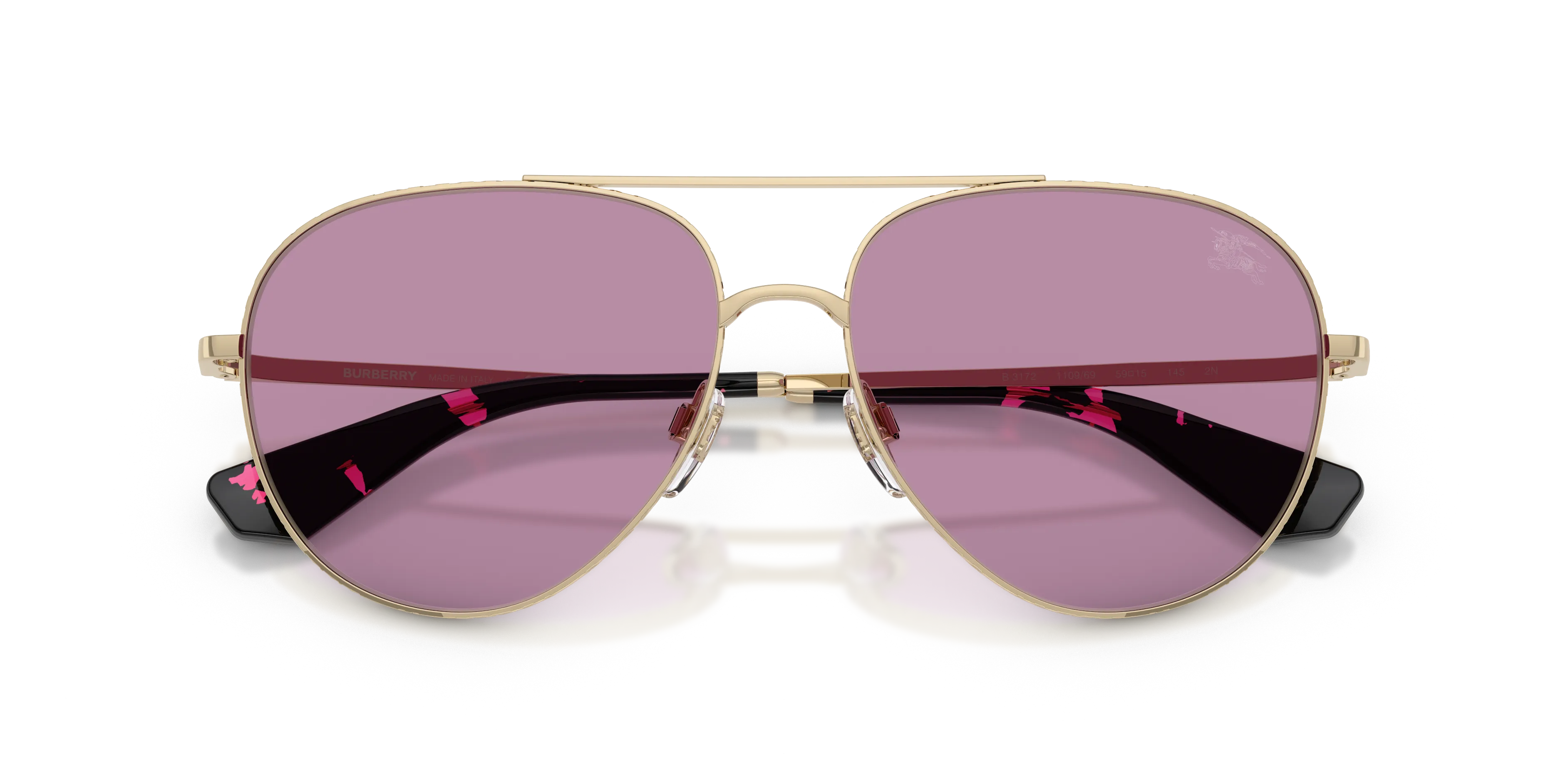 Burberry BE3172 110969 Occhiali da sole Metallo Oro Viola Pilot Normale - immagine 2