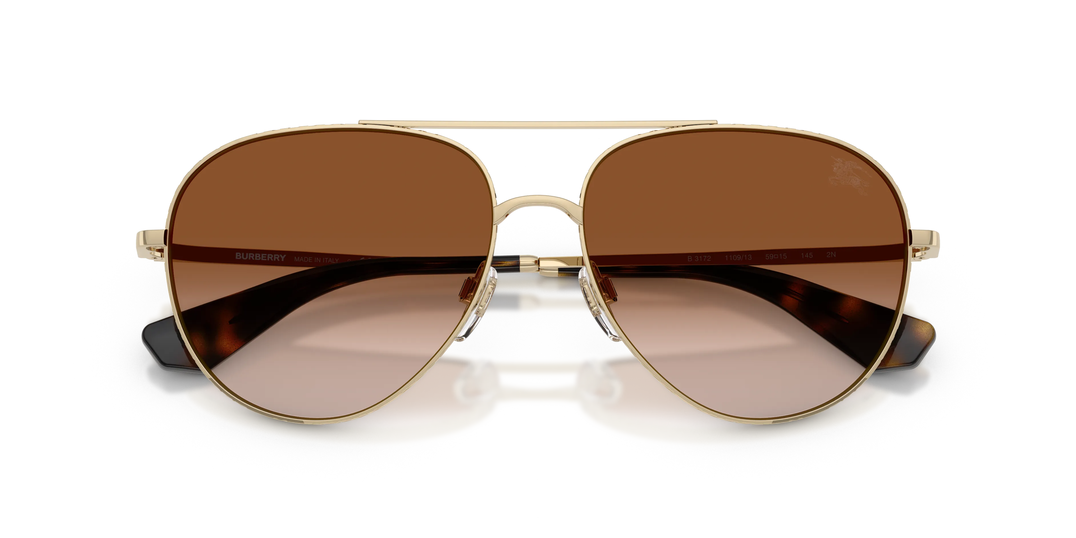 Burberry BE3172 110913 Occhiali da sole Metallo Oro Marrone Pilot Normale Sfumato - immagine 2