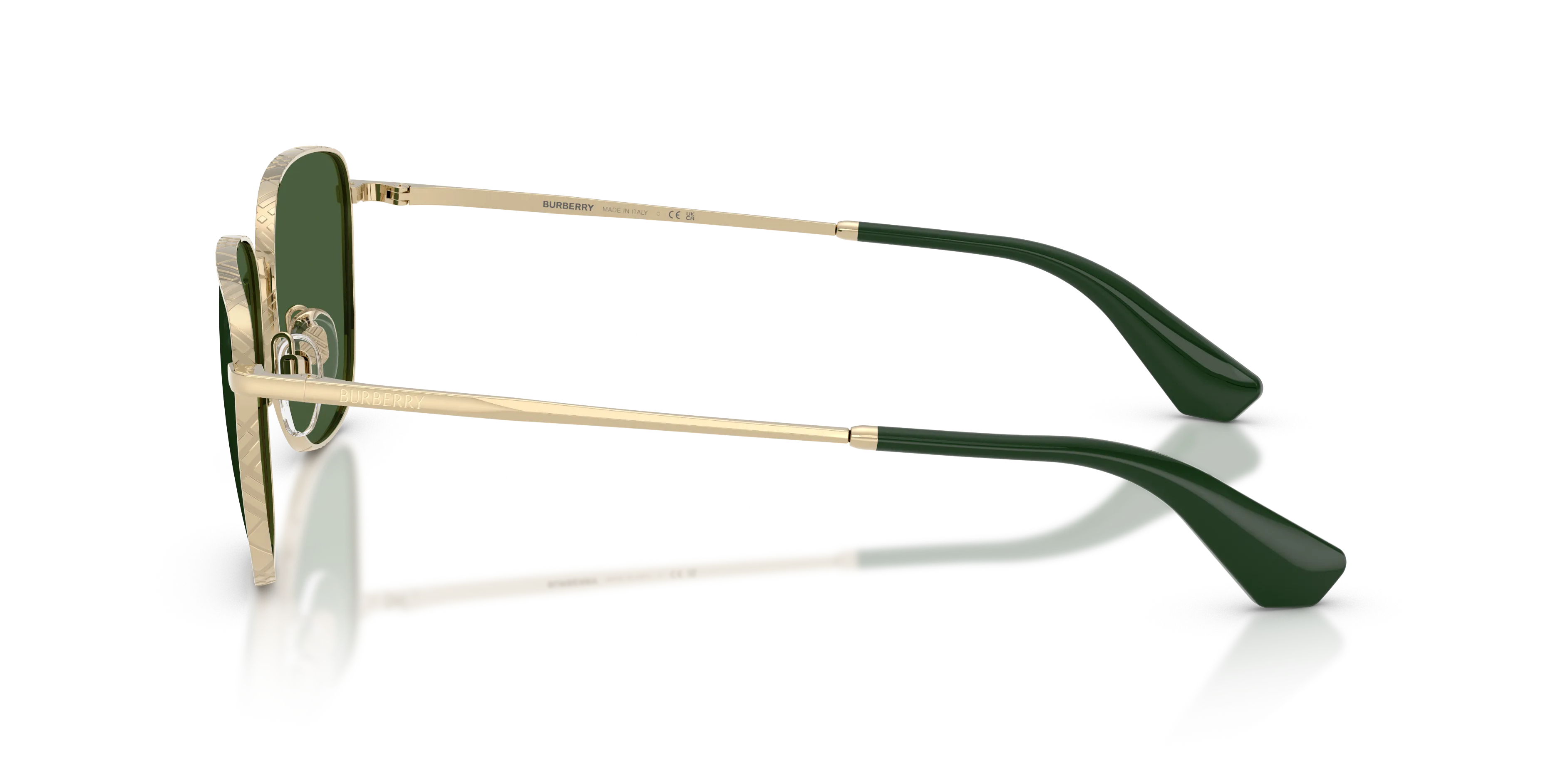 Burberry BE3171 110971 Occhiali da sole Metallo Oro Verde Squadrata Normale - immagine 4