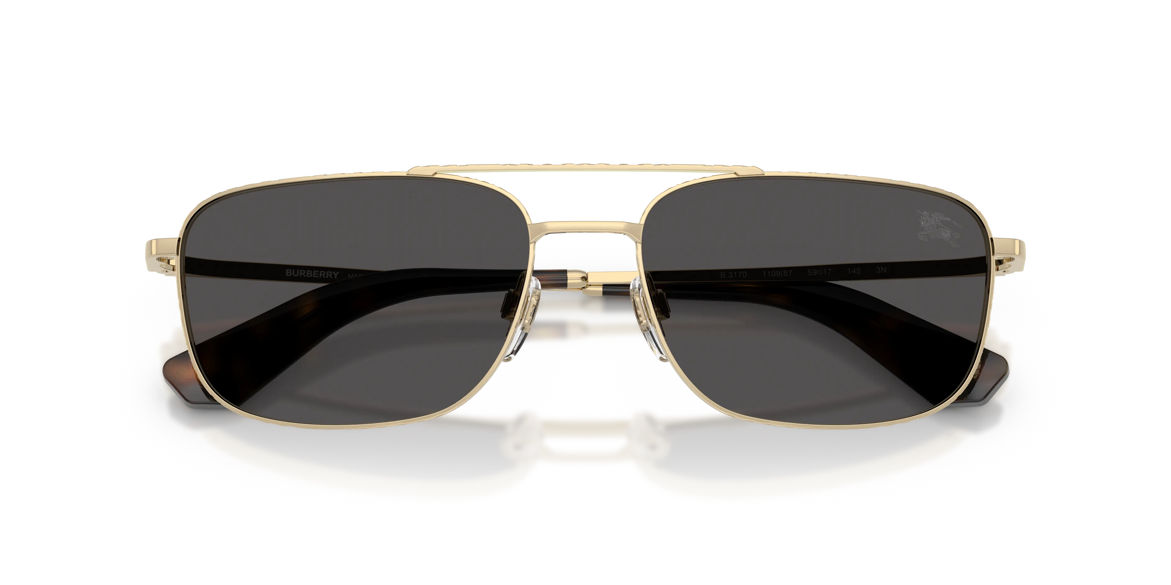 Burberry BE3170 110987 Occhiali da sole Metallo Oro Grigio Pilot Normale - immagine 2