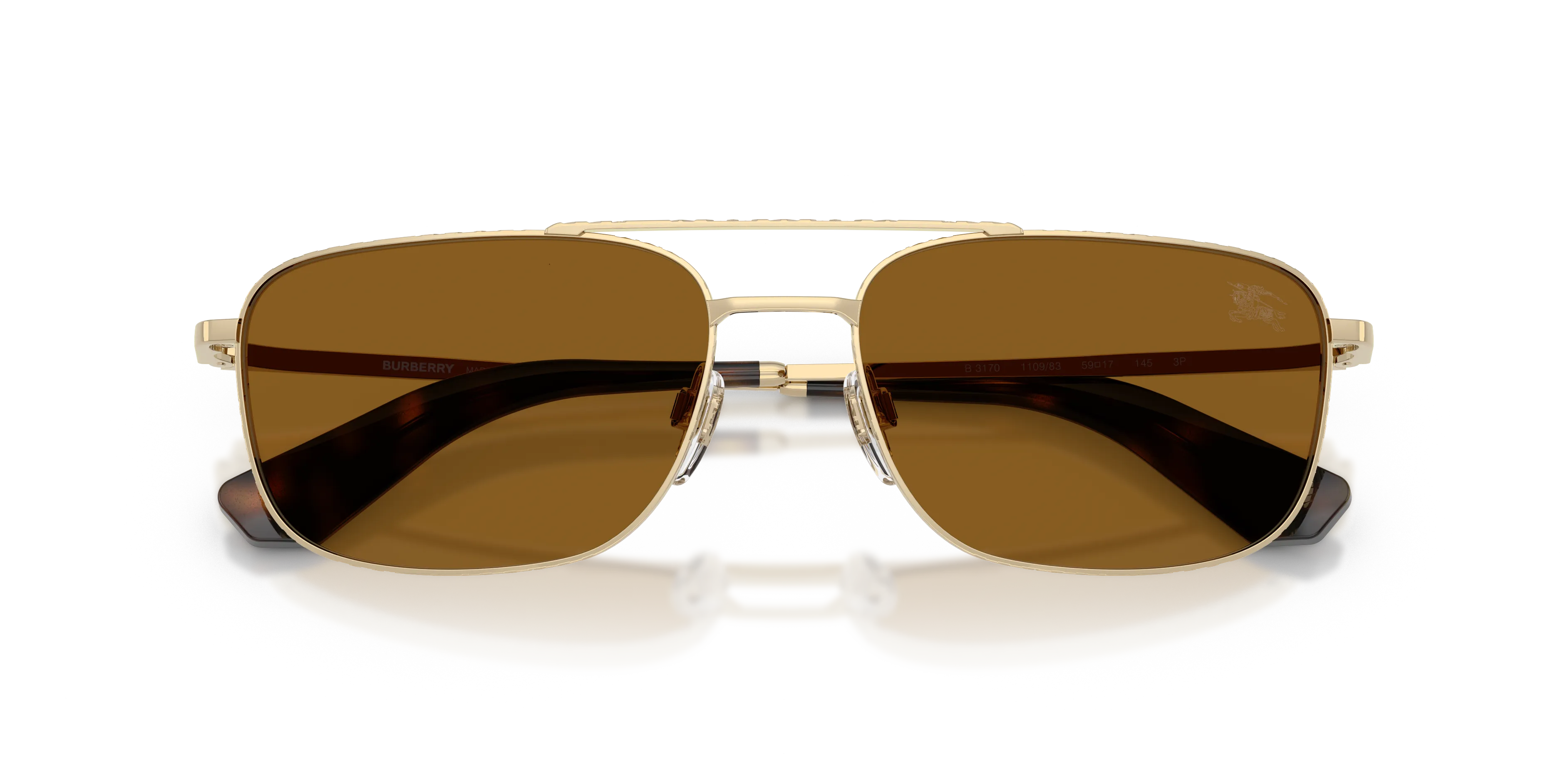 Burberry BE3170 110983 Occhiali da sole Metallo Oro Marrone Pilot Polarizzata - immagine 2