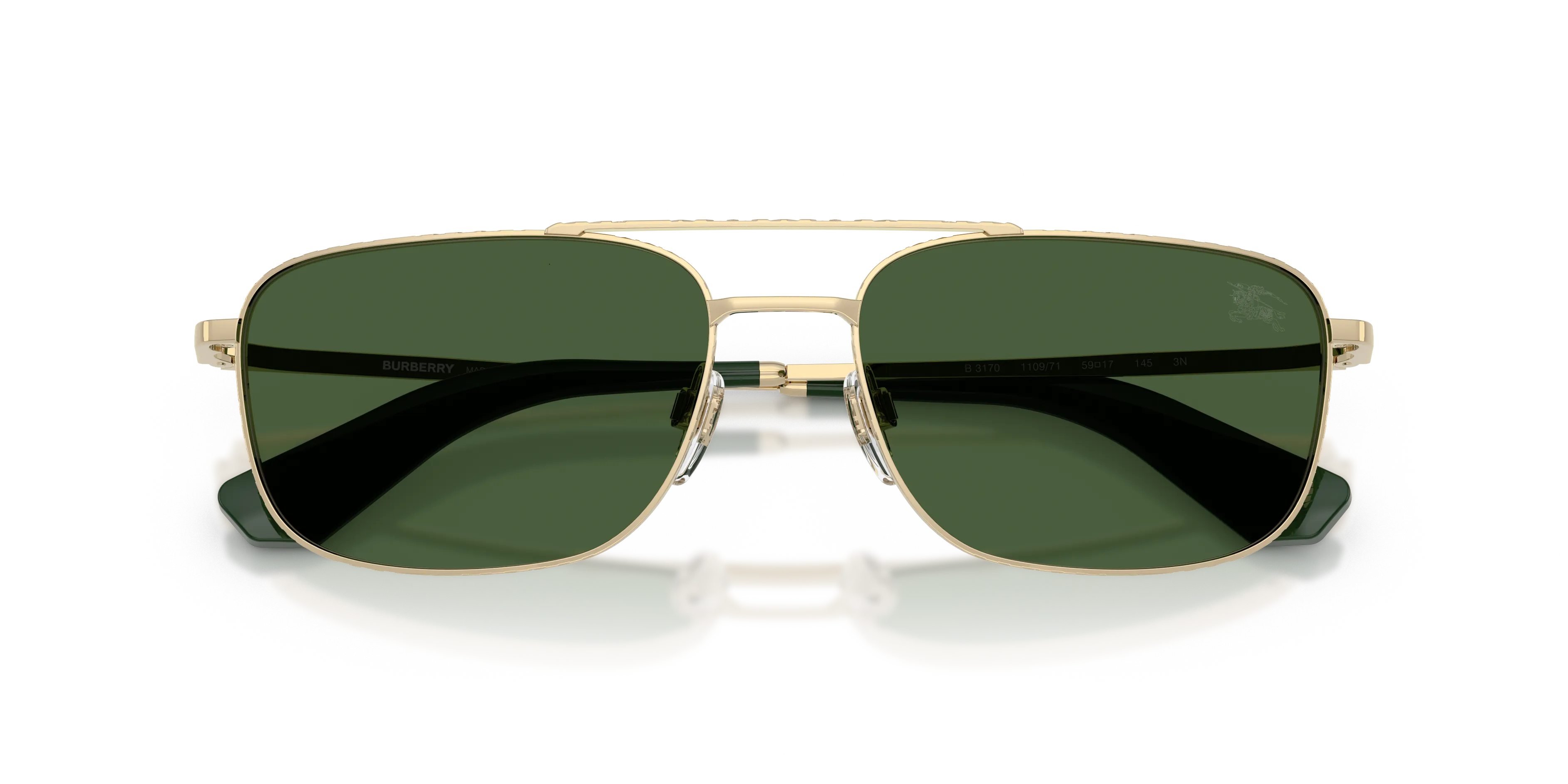 Burberry BE3170 110971 Occhiali da sole Metallo Oro Verde Pilot Normale - immagine 2