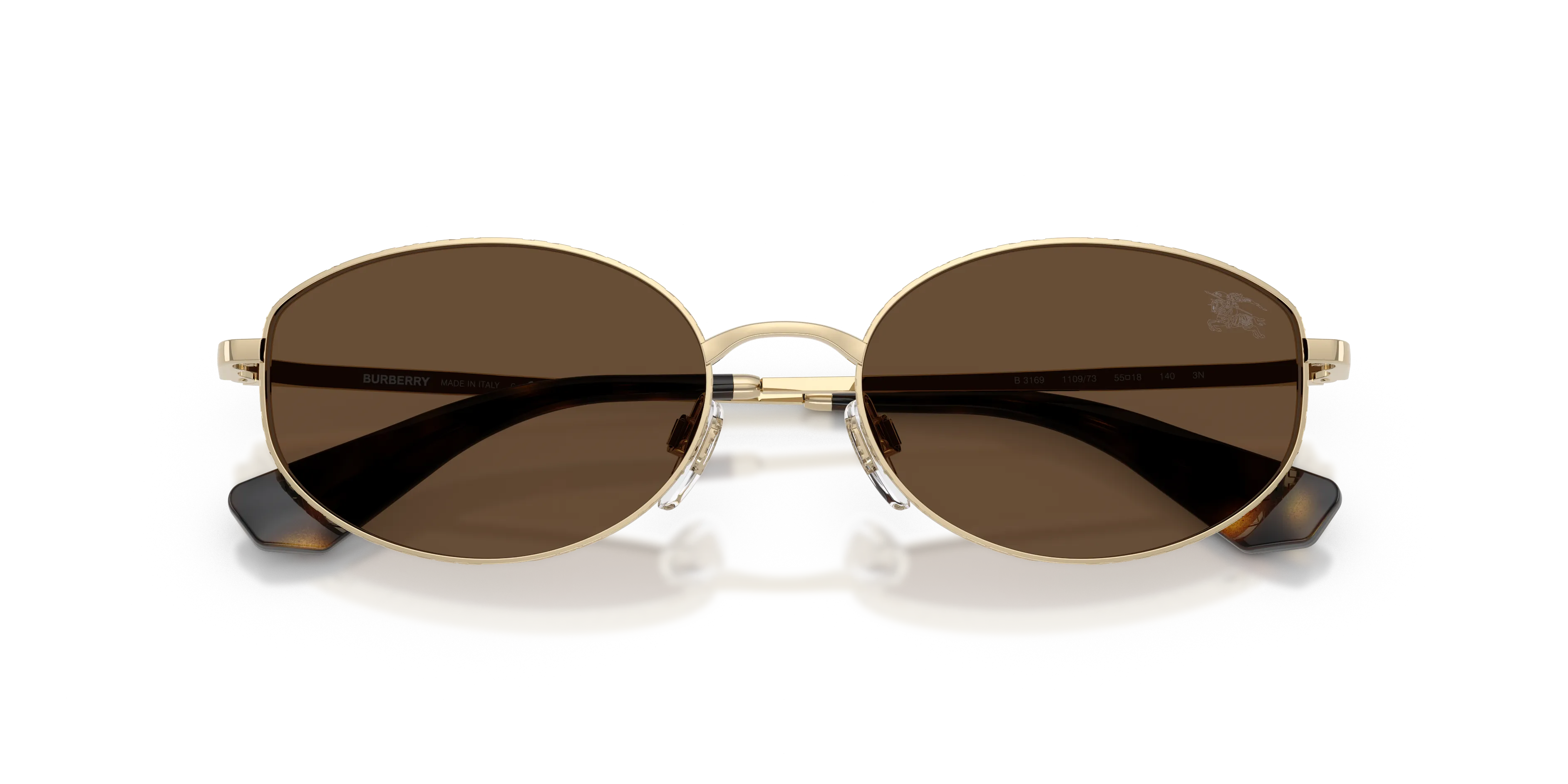 Burberry BE3169 110973 Occhiali da sole Metallo Oro Marrone Rotonda Normale - immagine 2