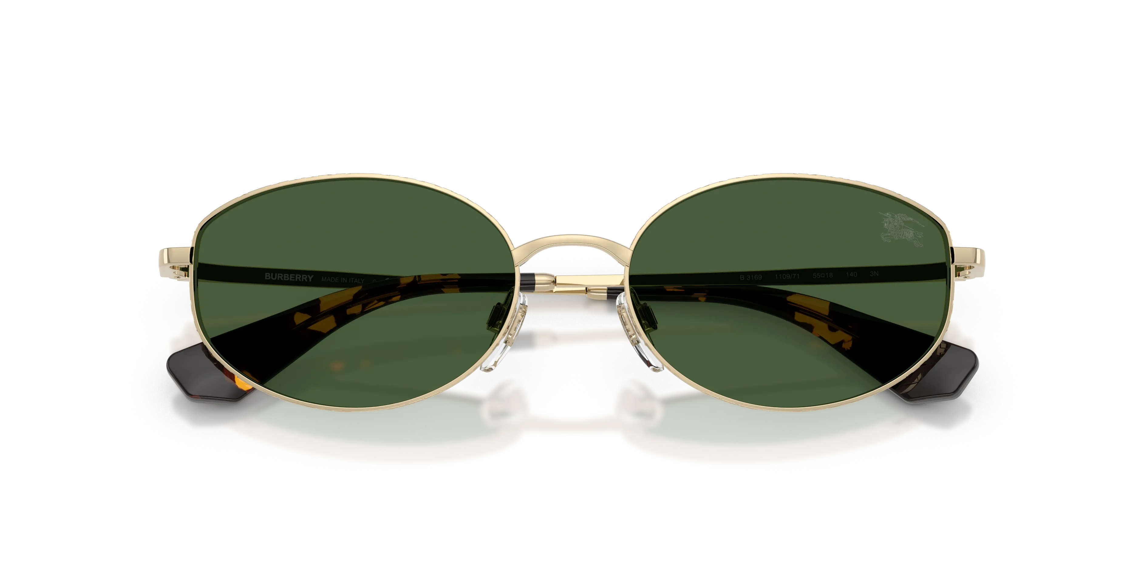 Burberry BE3169 110971 Occhiali da sole Metallo Oro Verde Rotonda Normale - immagine 2