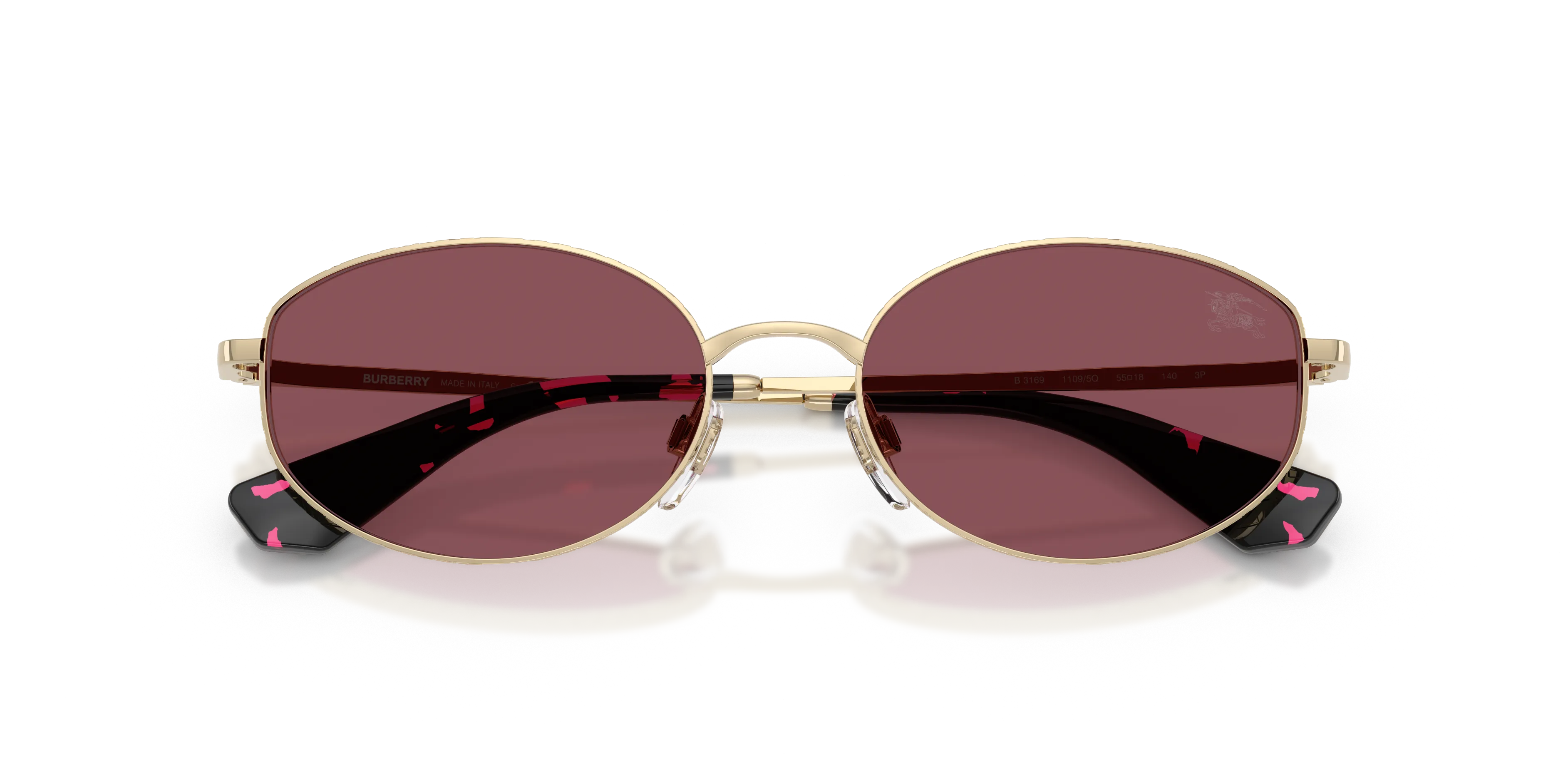 Burberry BE3169 11095Q Occhiali da sole Metallo Oro Viola Rotonda Polarizzata - immagine 2