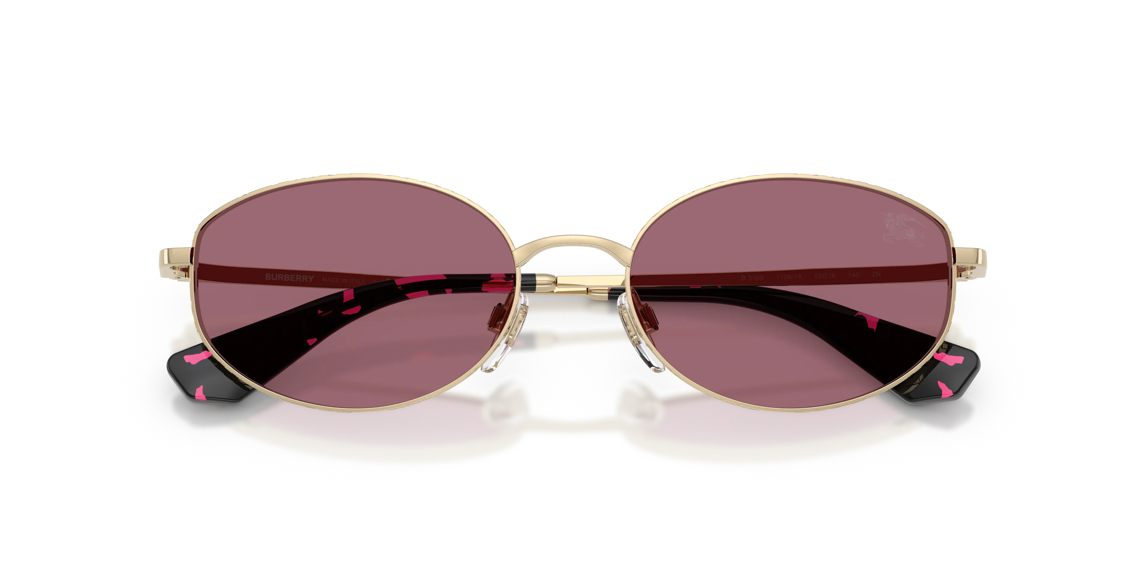 Burberry BE3169 11091A Occhiali da sole Metallo Oro Viola Rotonda Normale - immagine 2