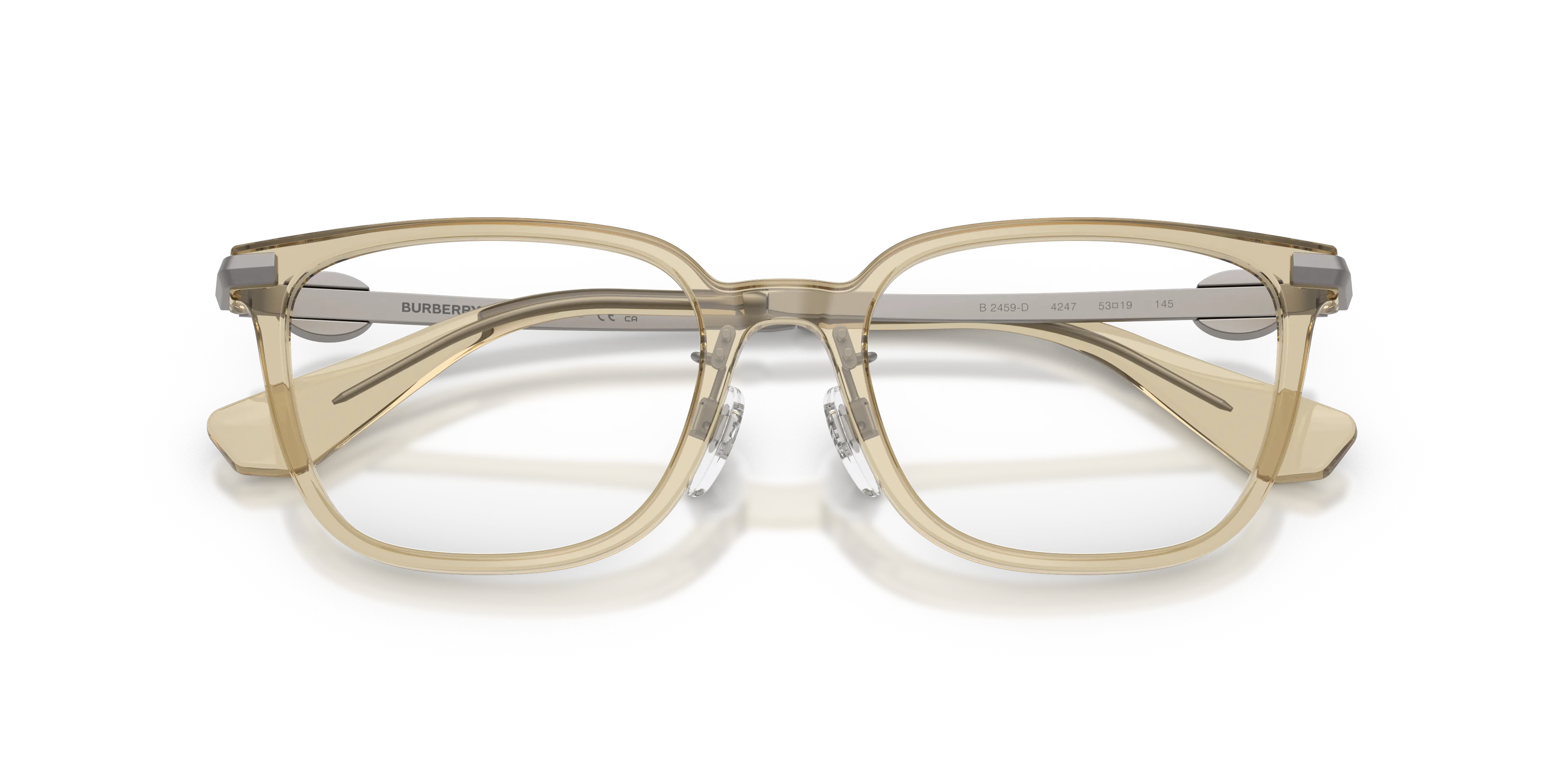 Burberry BE2459D 4247 Montature da vista Acetato Beige Trasparente Squadrata Normale - immagine 2