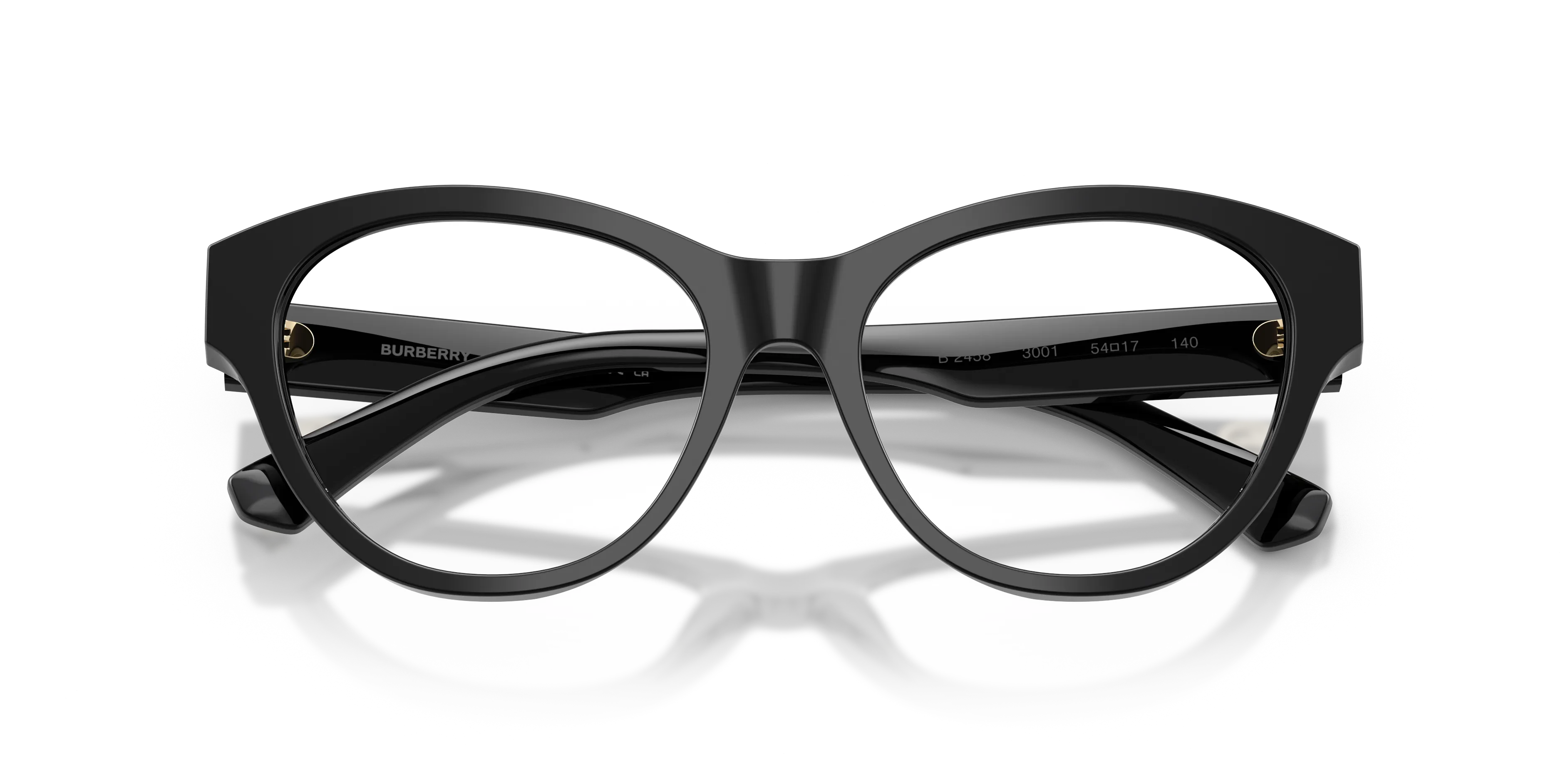 Burberry BE2458 3001 Montature da vista Acetato Nero Trasparente Cat Eye Normale - immagine 2