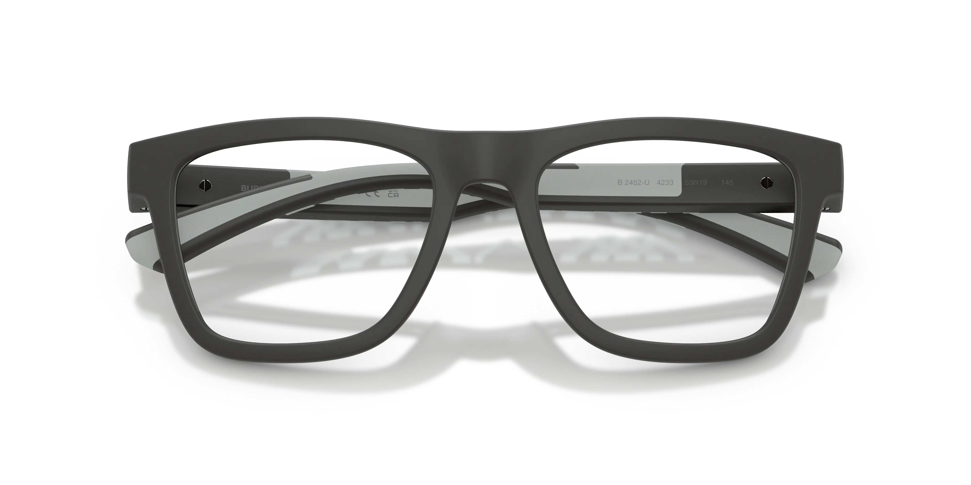 Burberry BE2452U 4233 Montature da vista Iniettato Grigio Trasparente Squadrata Normale - immagine 2