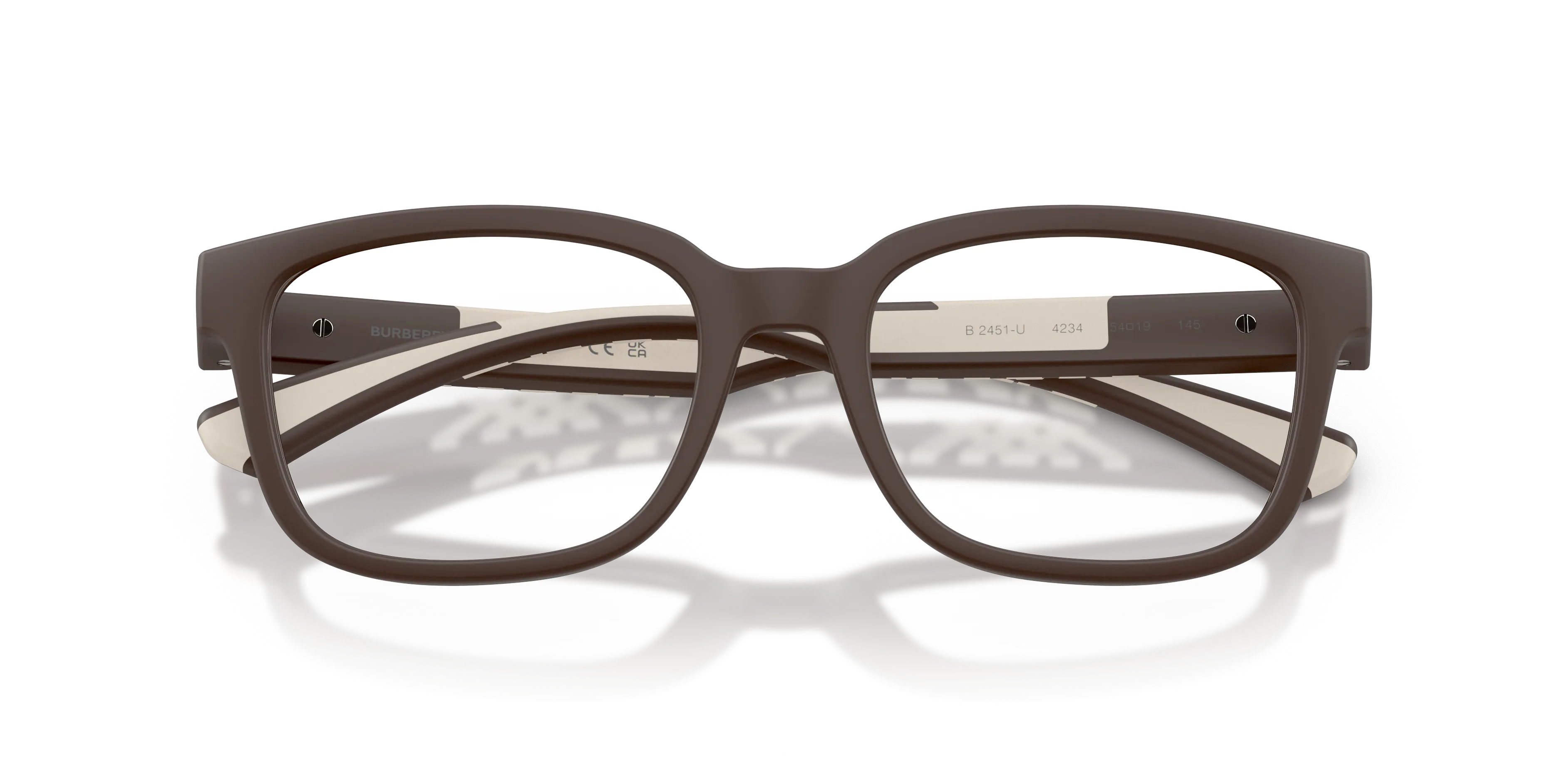 Burberry BE2451U 4234 Montature da vista Iniettato Marrone Trasparente Squadrata Normale - immagine 2