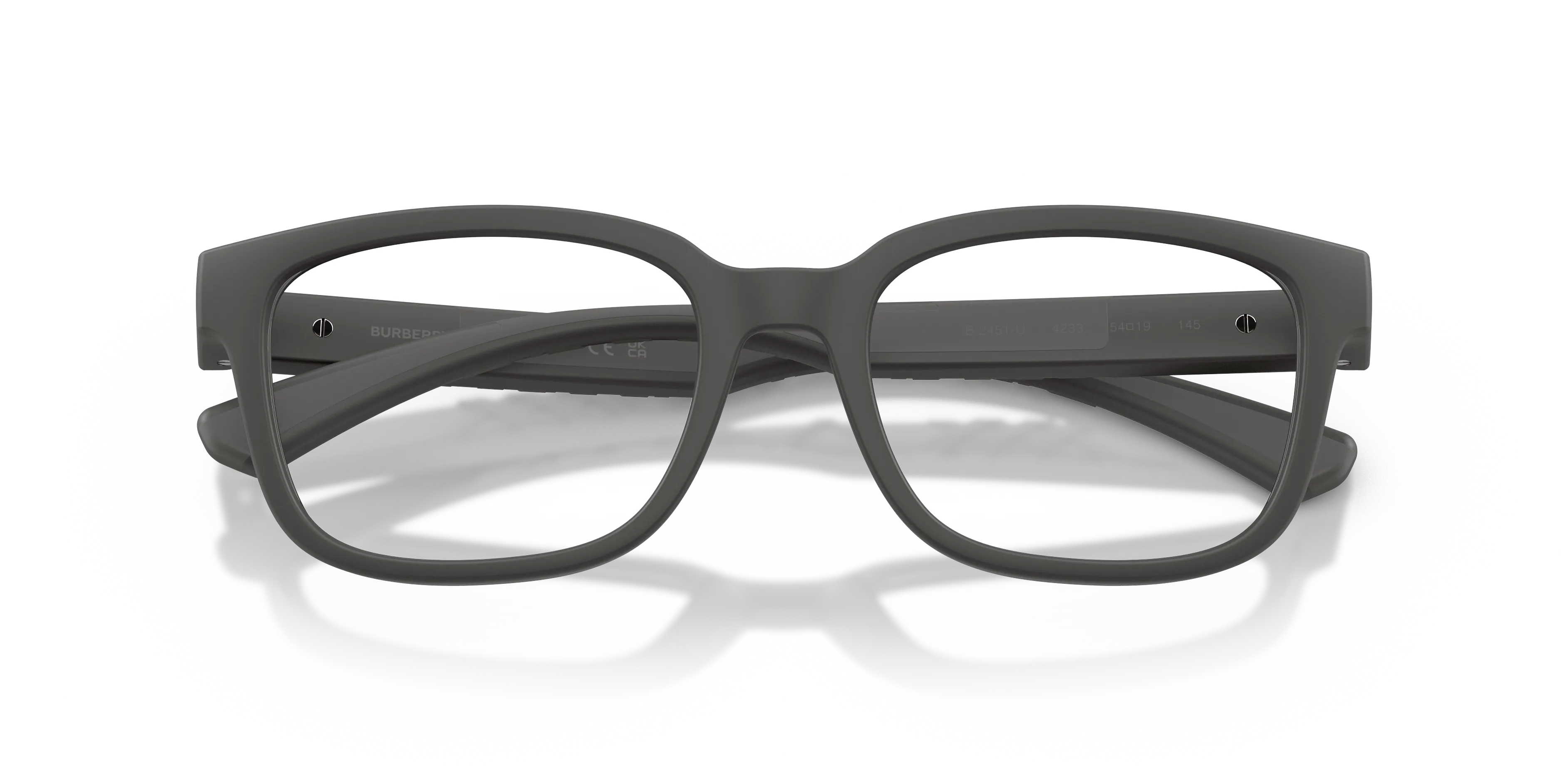 Burberry BE2451U 4233 Montature da vista Iniettato Grigio Trasparente Squadrata Normale - immagine 2