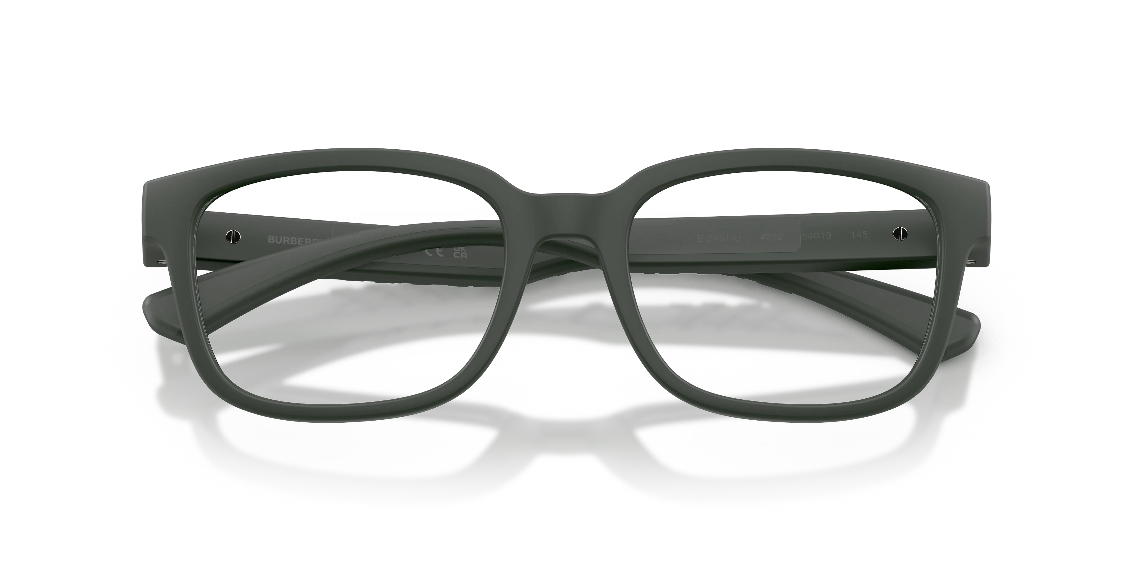 Burberry BE2451U 4232 Montature da vista Iniettato Verde Trasparente Squadrata Normale - immagine 2