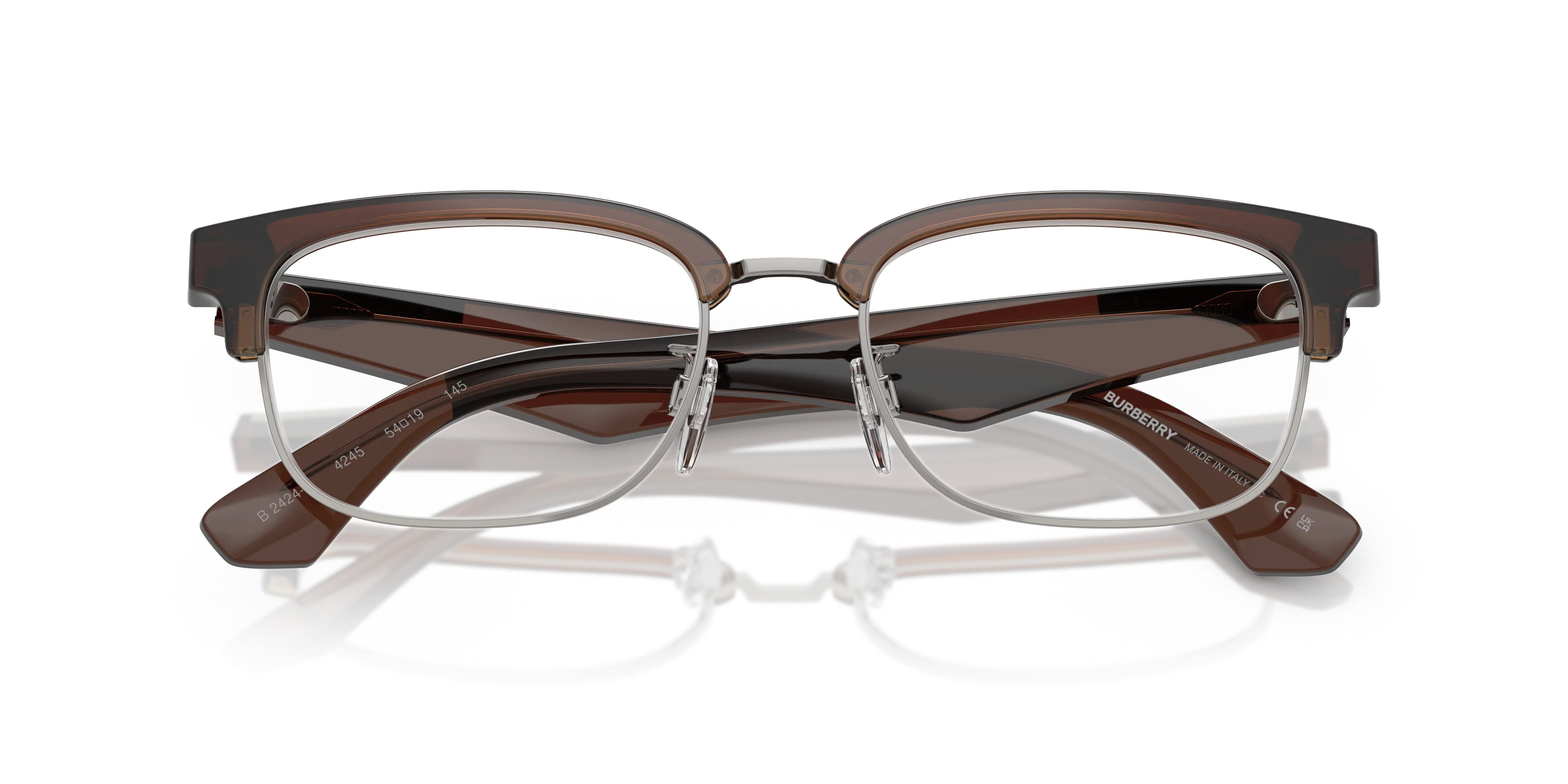 Burberry BE2424D 4245 Montature da vista Iniettato Marrone Trasparente Squadrata Normale - immagine 2