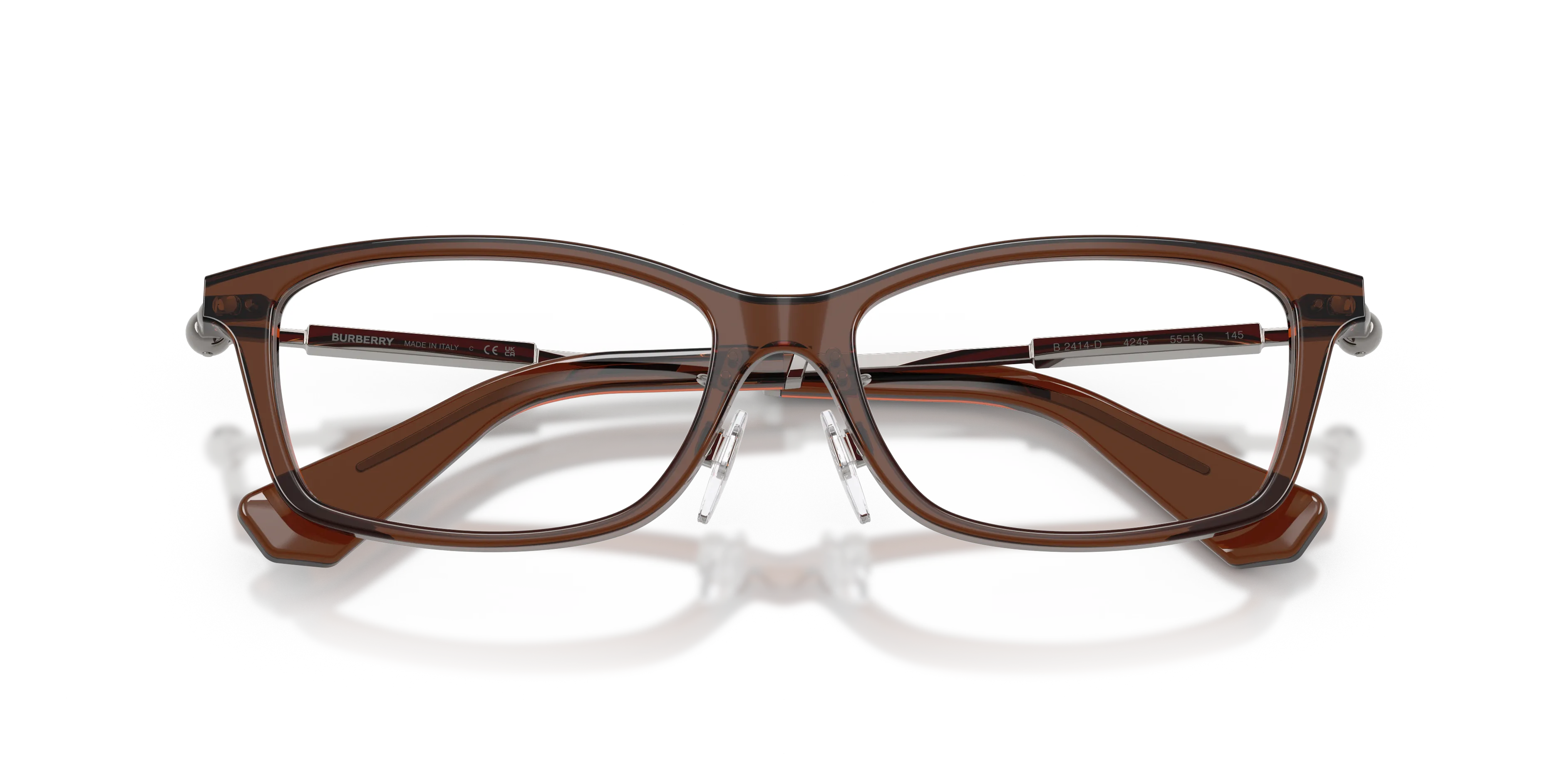 Burberry BE2414D 4245 Montature da vista Acetato Marrone Trasparente Squadrata Normale - immagine 2