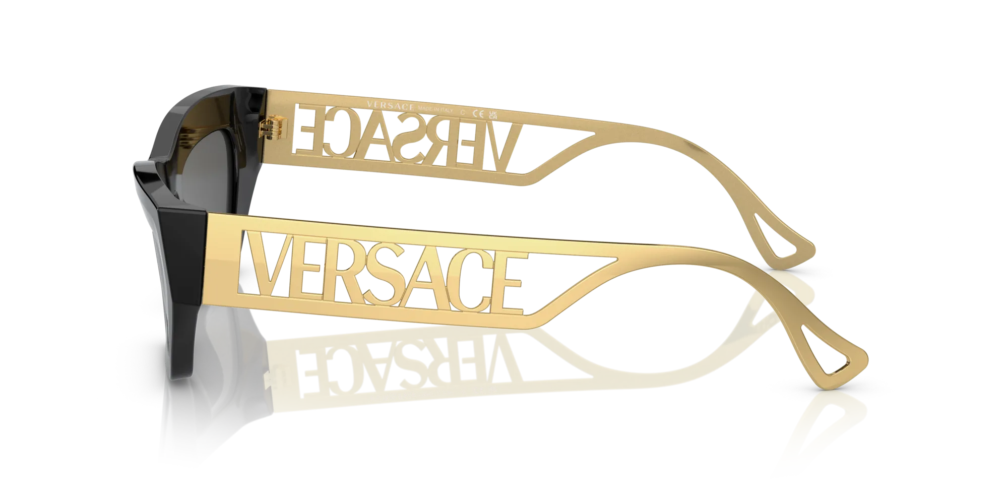 Versace VE4432U GB1/87 Occhiali da sole Acetato Nero Grigio Geometrica Normale - immagine 4
