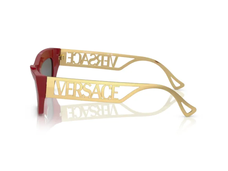 Versace VE4432U 538887 Occhiali da sole Acetato Rosso Grigio Geometrica Normale - immagine 4