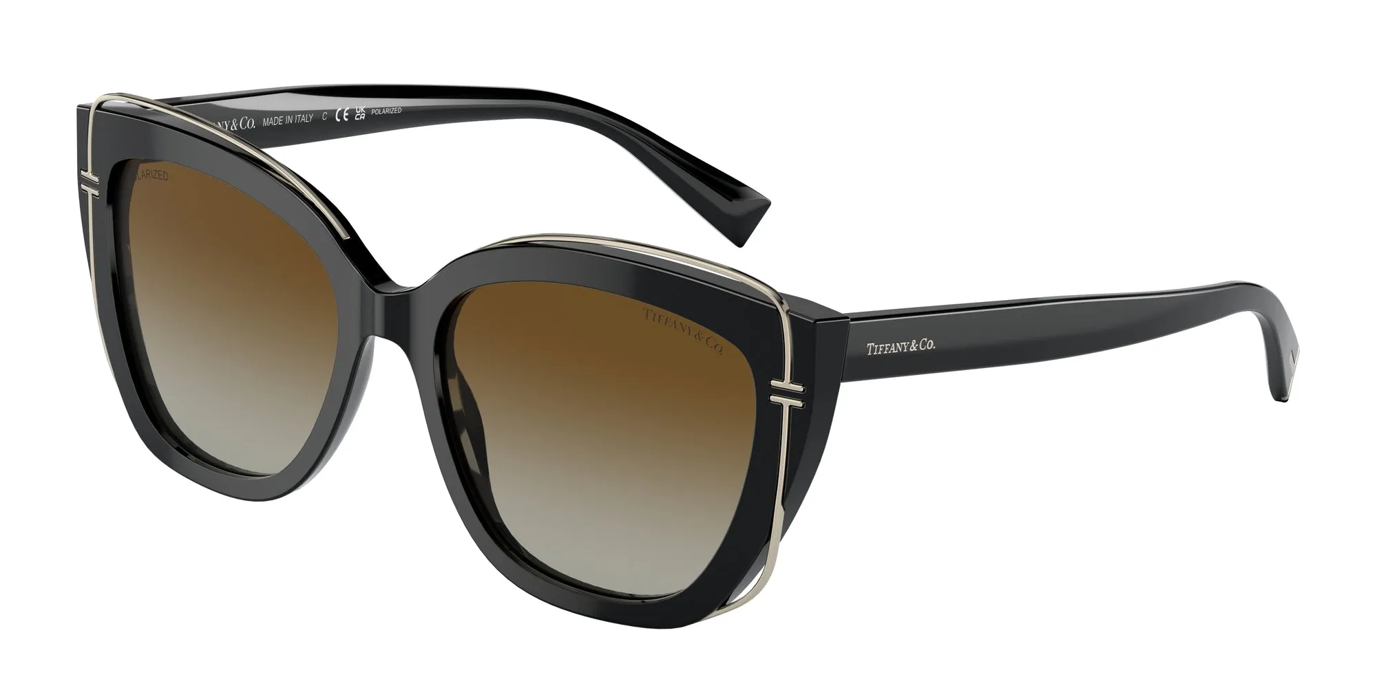 Tiffany TF4148 8364T5 Occhiali da sole Acetato Nero Marrone Cat Eye Polarizzata Sfumato - immagine 1