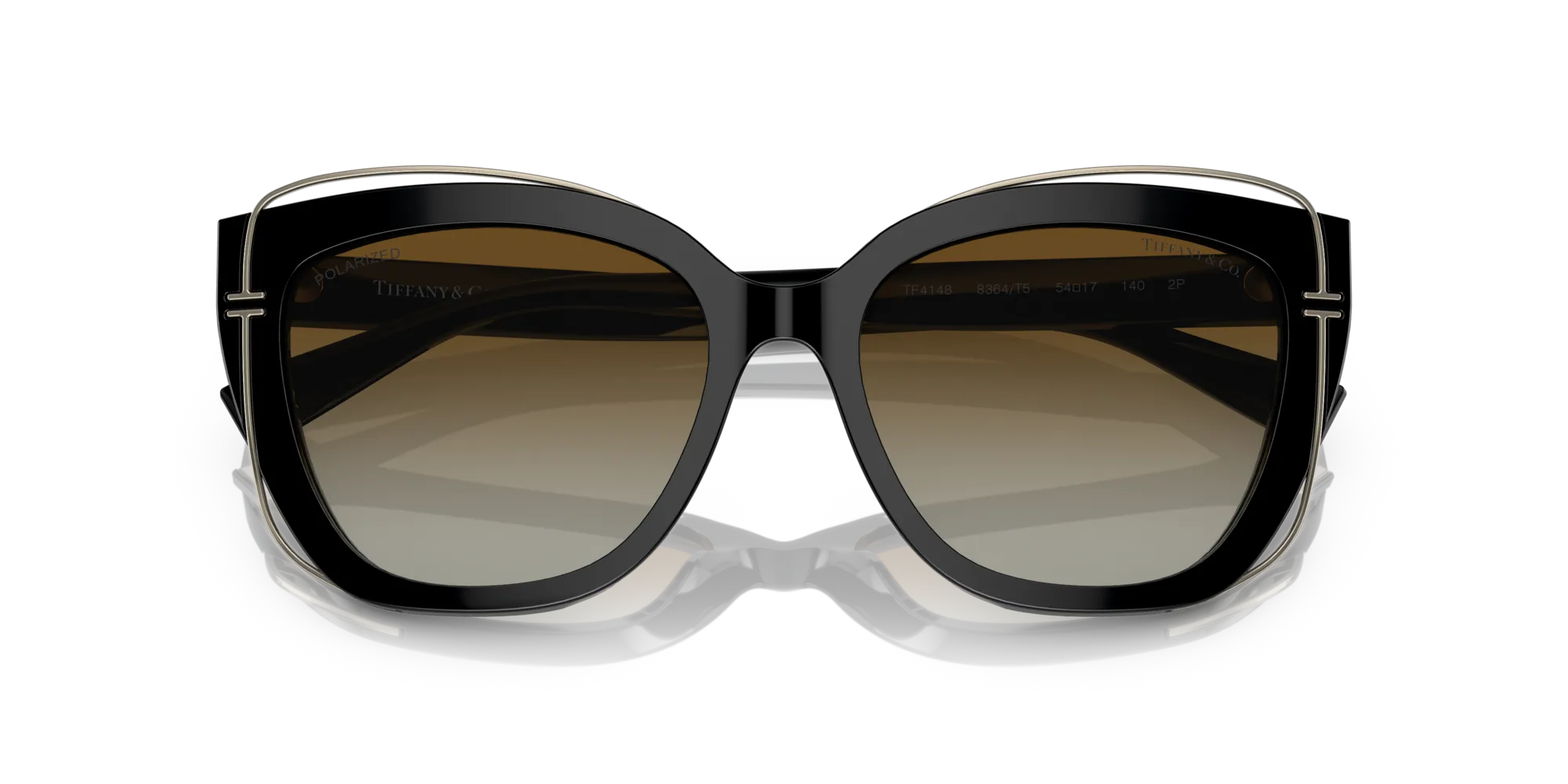 Tiffany TF4148 8364T5 Occhiali da sole Acetato Nero Marrone Cat Eye Polarizzata Sfumato - immagine 2
