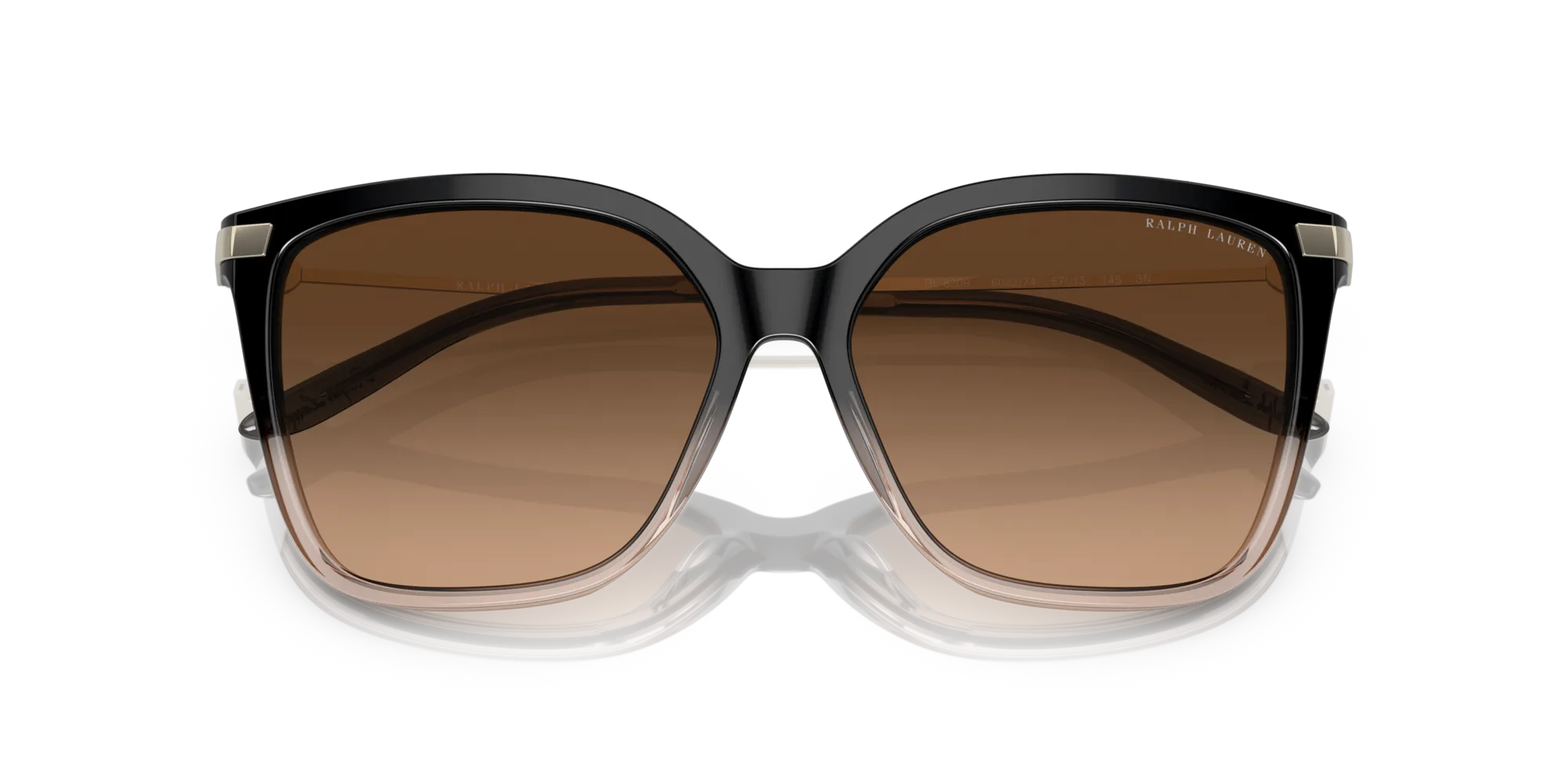 Ralph Lauren RL8209 THE JACQUIE 602274 Occhiali da sole Acetato Nero Marrone Geometrica Normale Sfumato - immagine 2