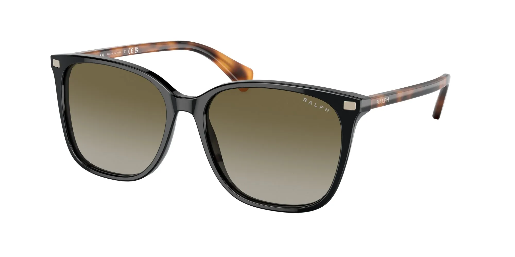 Ralph Lauren RA5293 VVCV 60378E Occhiali da sole Acetato Nero Verde Squadrata Normale Sfumato - immagine 1