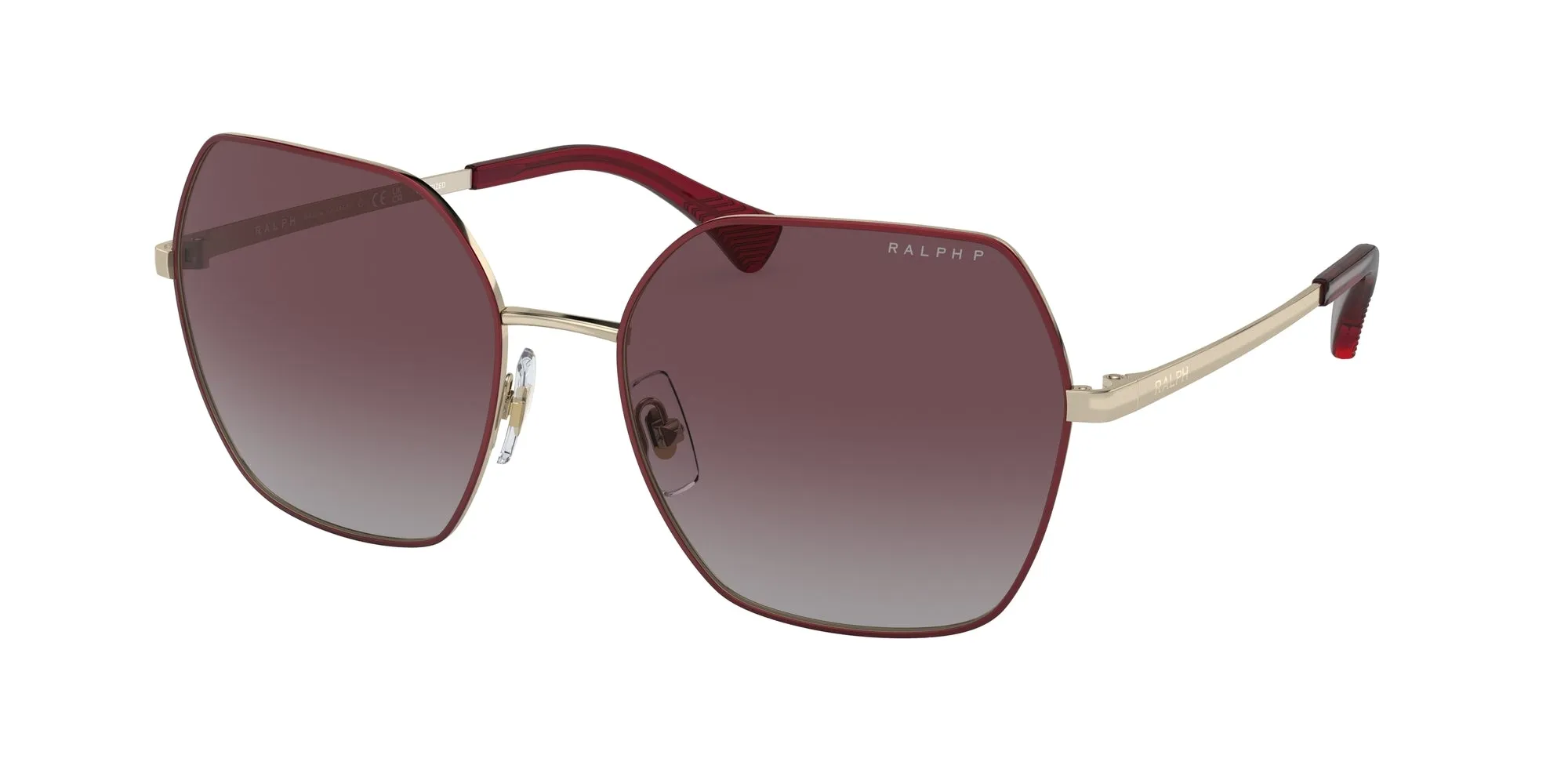 Ralph Lauren RA4138 911662 Occhiali da sole Metallo Rosso Viola Squadrata Polarizzata Sfumato - immagine 1