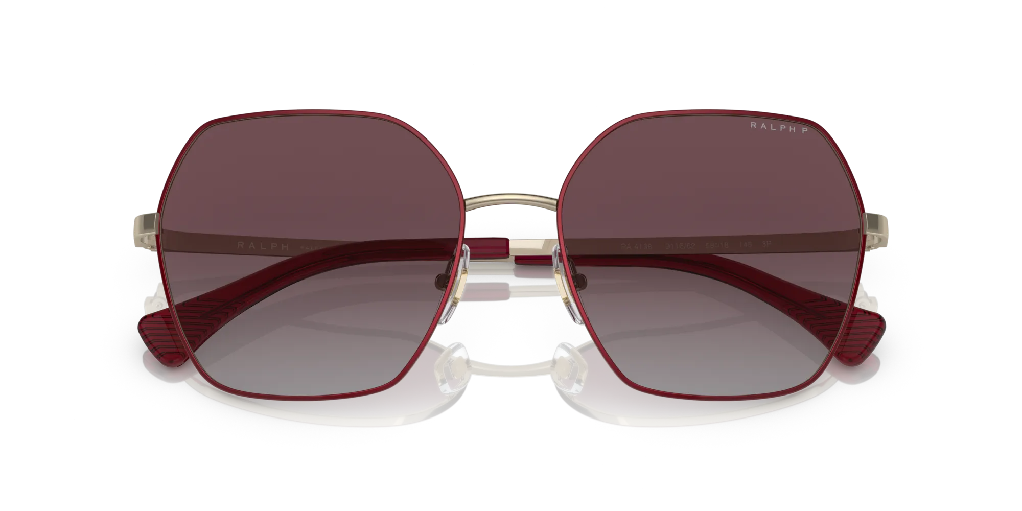 Ralph Lauren RA4138 911662 Occhiali da sole Metallo Rosso Viola Squadrata Polarizzata Sfumato - immagine 2