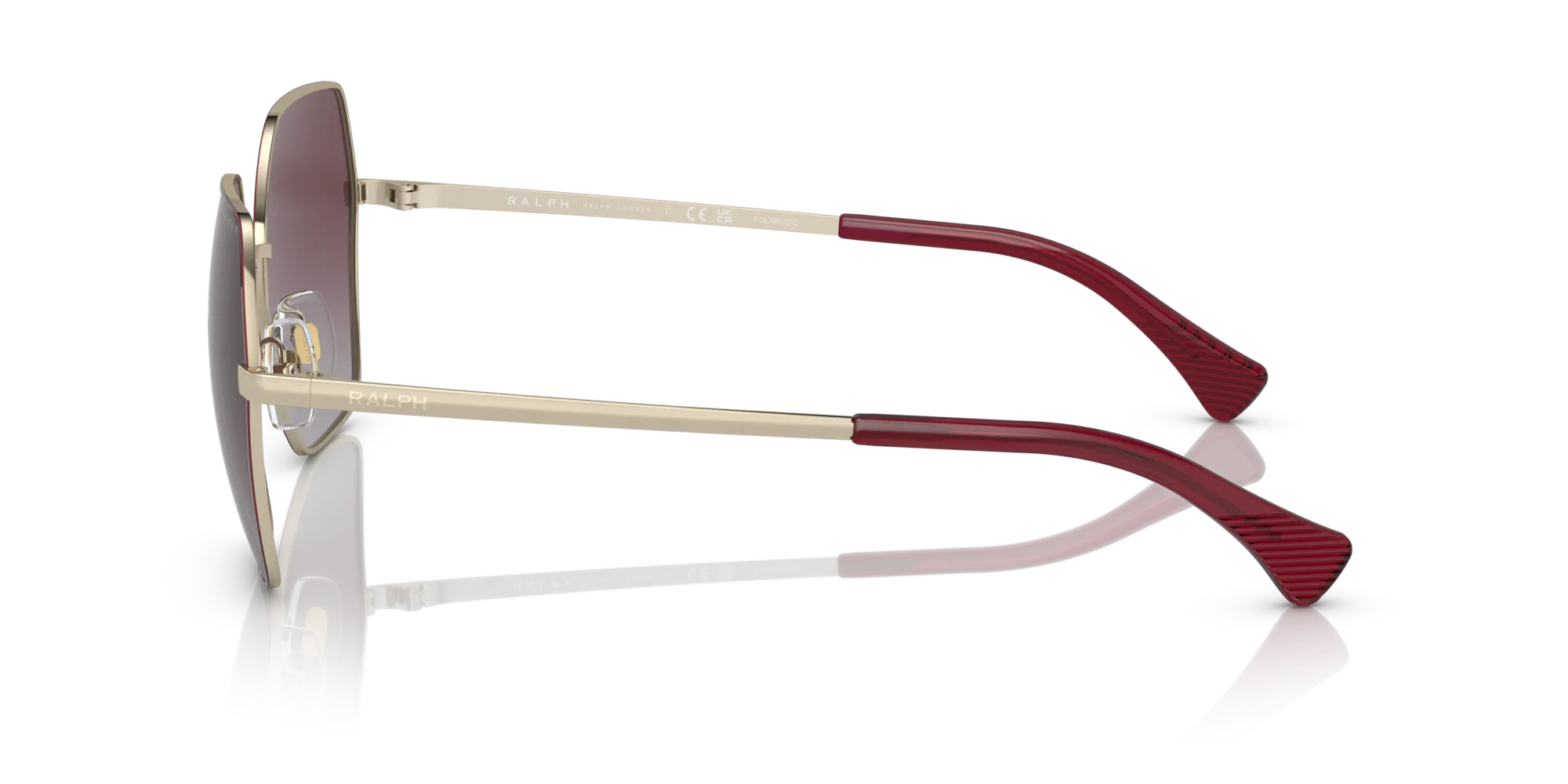 Ralph Lauren RA4138 911662 Occhiali da sole Metallo Rosso Viola Squadrata Polarizzata Sfumato - immagine 4