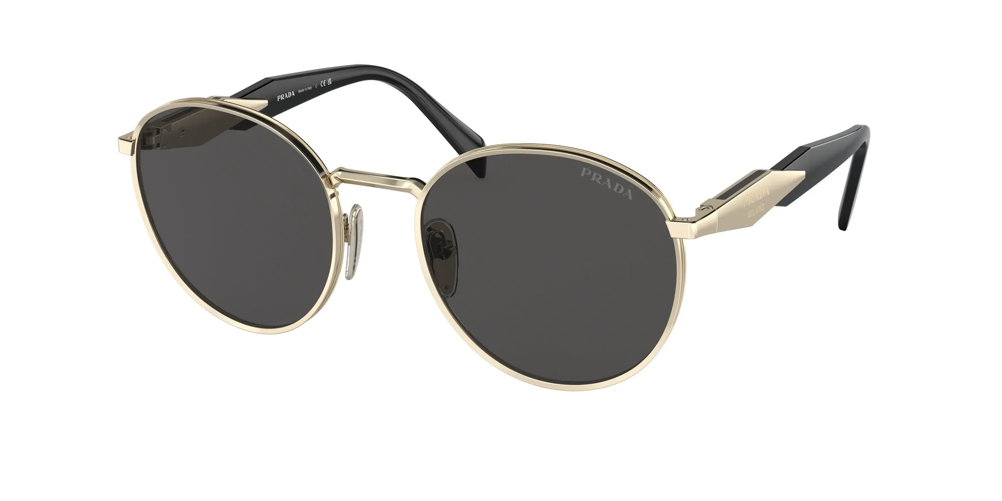 Prada PR 56ZS ZVN5S0 Occhiali da sole Metallo Oro Grigio Rotonda Normale - immagine 1