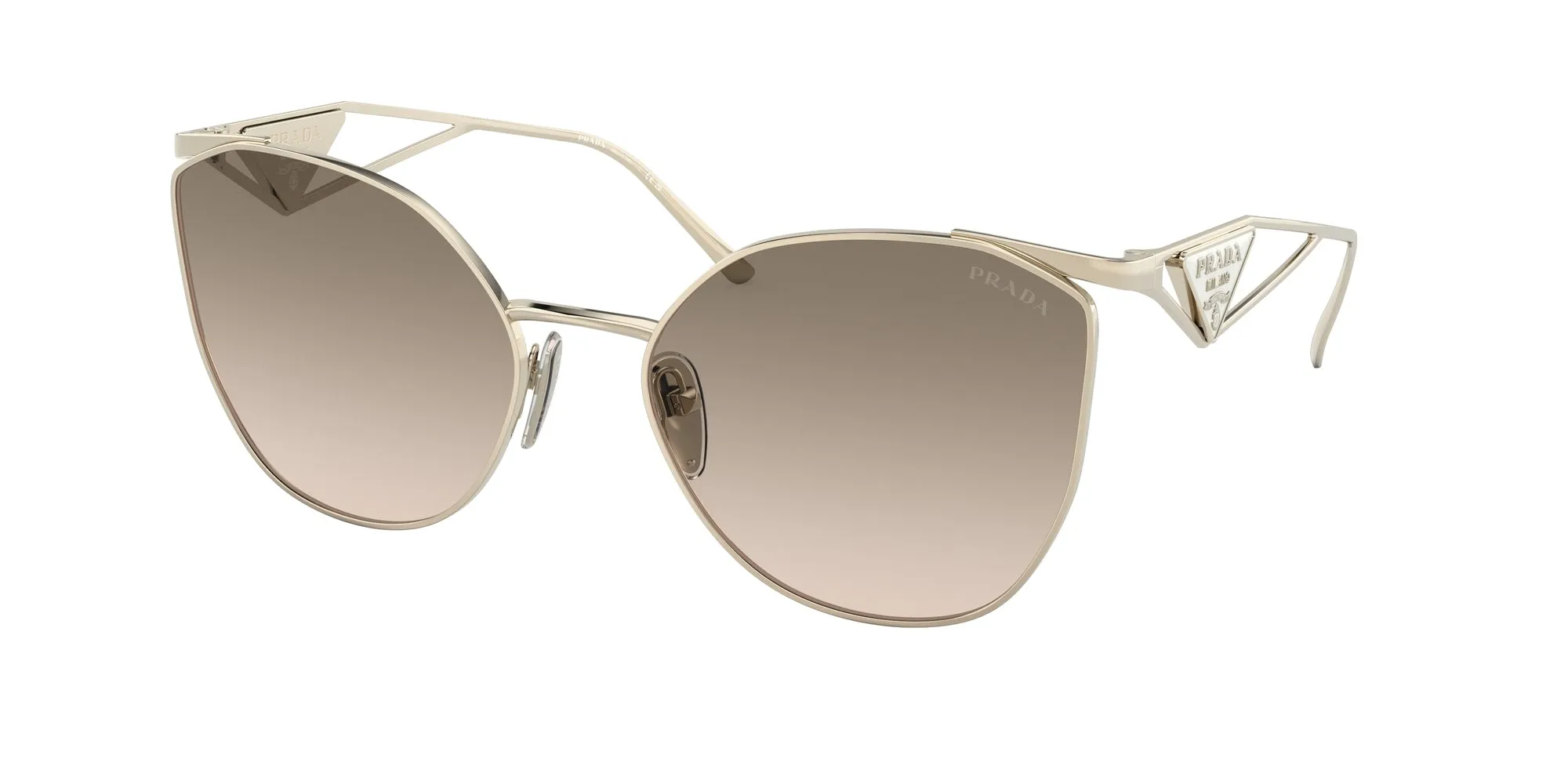 Prada PR 50ZS ZVN3D0 Occhiali da sole Metallo Oro Marrone Geometrica Normale Sfumato - immagine 1