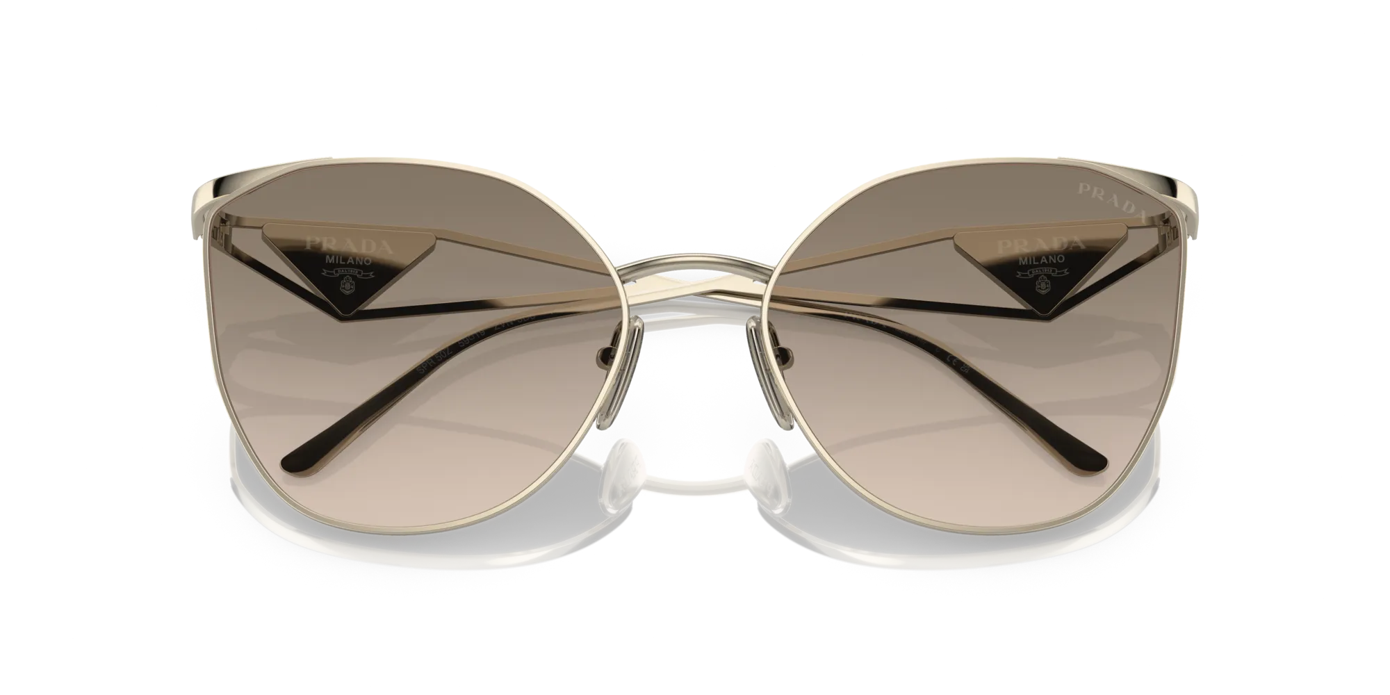 Prada PR 50ZS ZVN3D0 Occhiali da sole Metallo Oro Marrone Geometrica Normale Sfumato - immagine 2