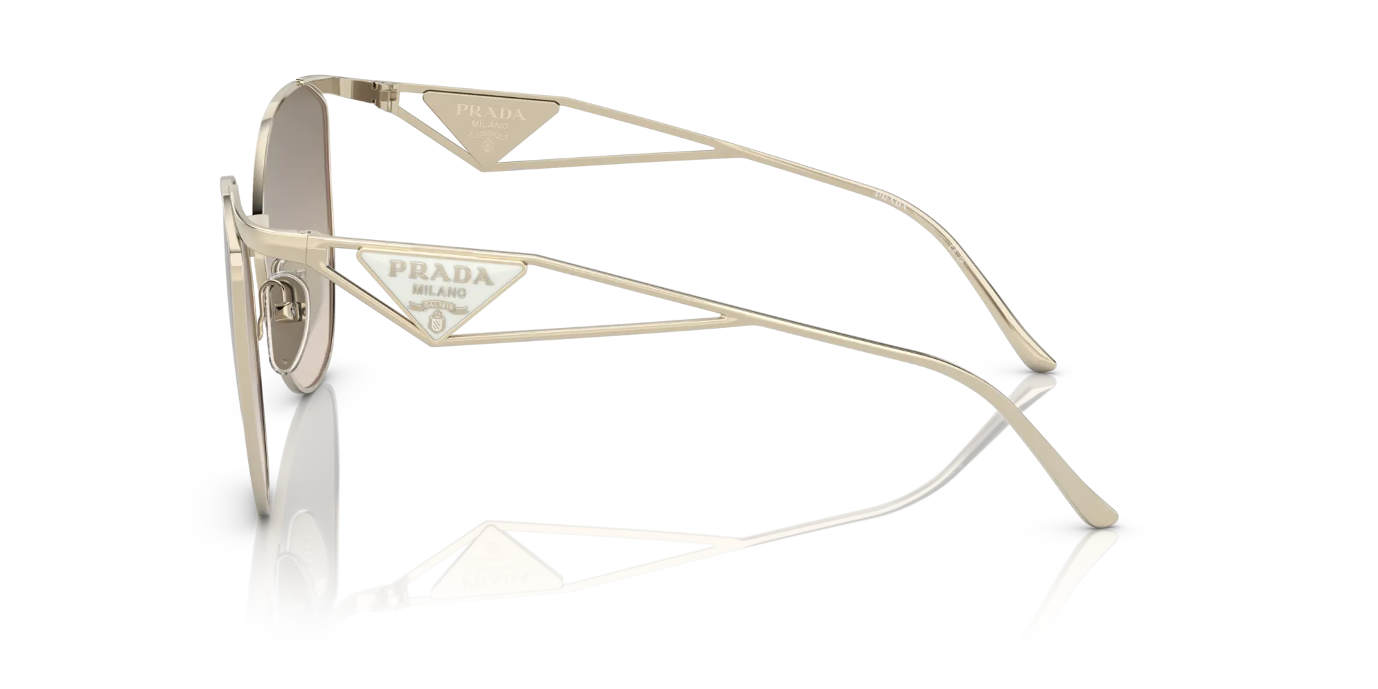 Prada PR 50ZS ZVN3D0 Occhiali da sole Metallo Oro Marrone Geometrica Normale Sfumato - immagine 4