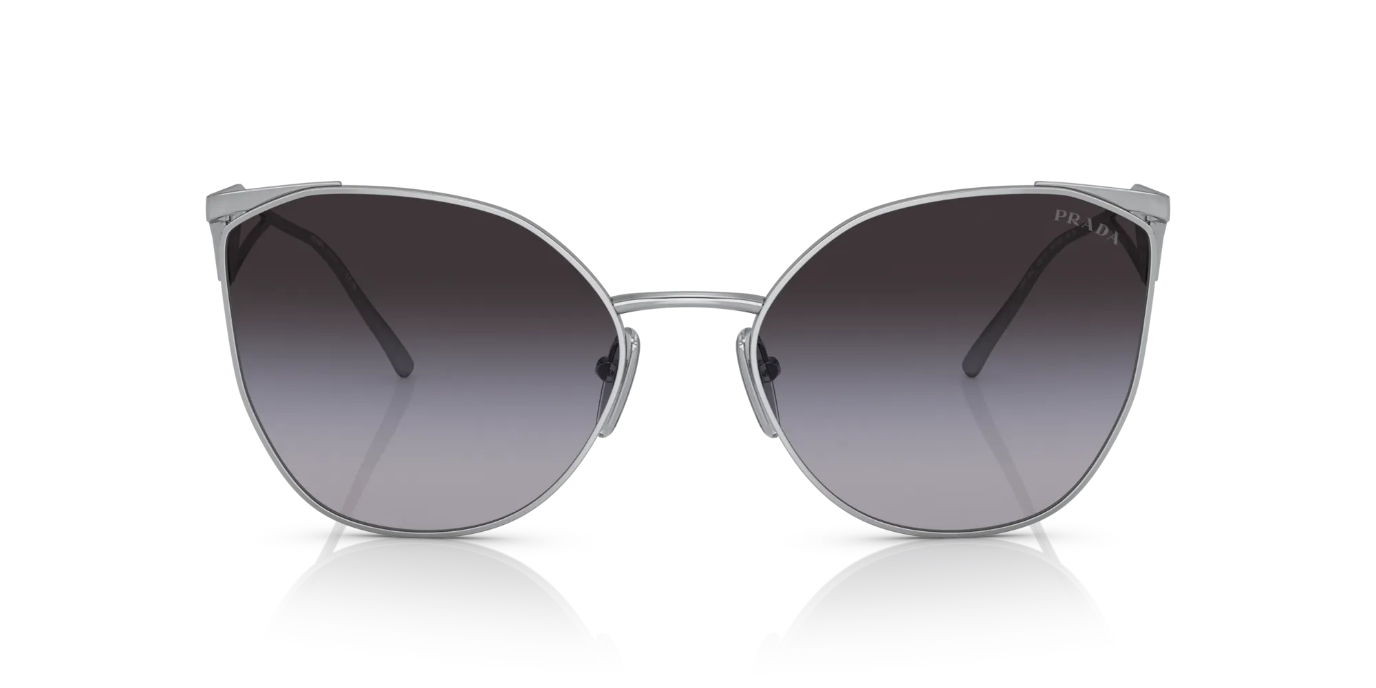 Prada PR 50ZS 1BC09S Occhiali da sole Metallo Argento Grigio Geometrica Normale Sfumato - immagine 3