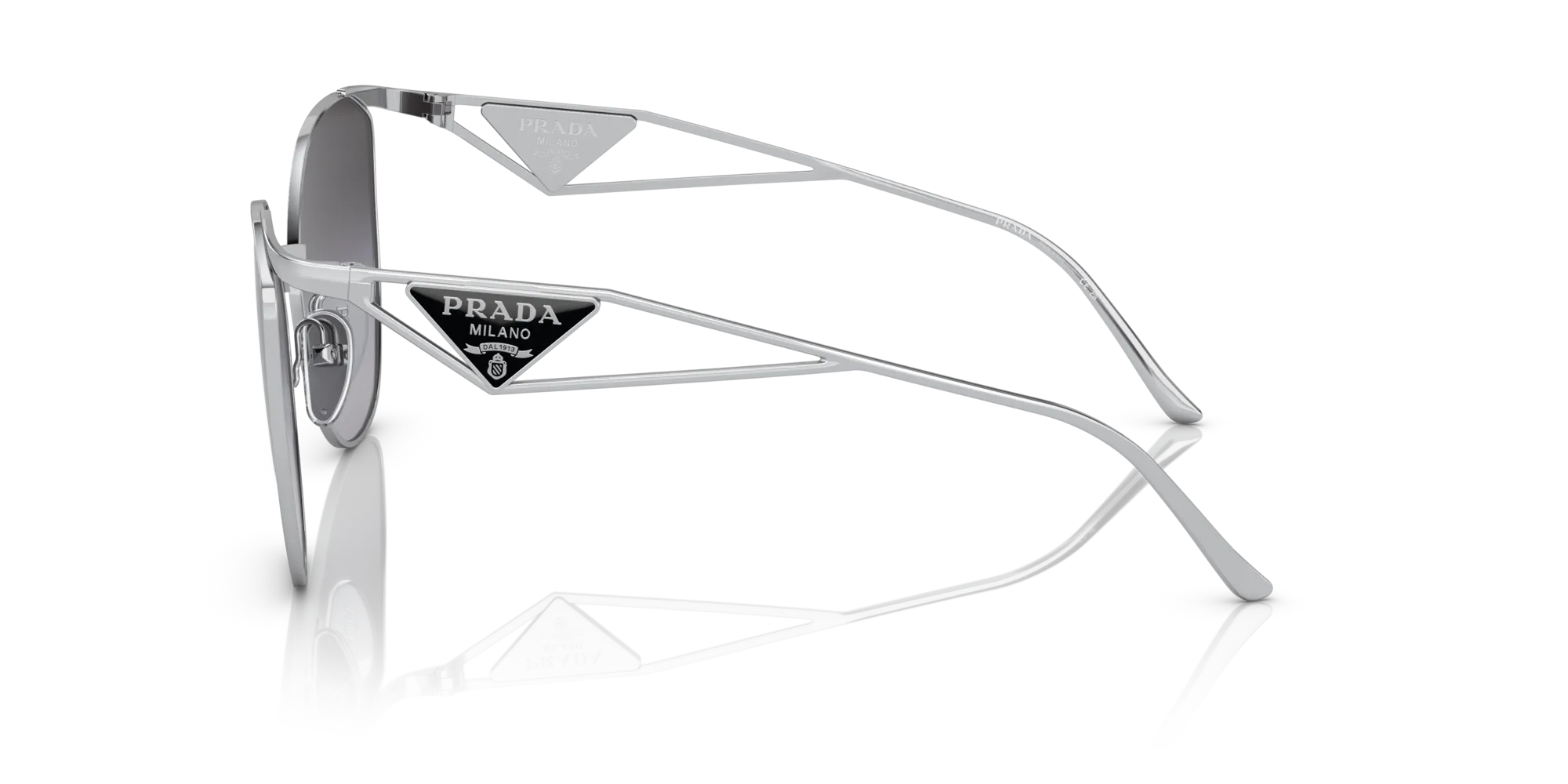Prada PR 50ZS 1BC09S Occhiali da sole Metallo Argento Grigio Geometrica Normale Sfumato - immagine 4