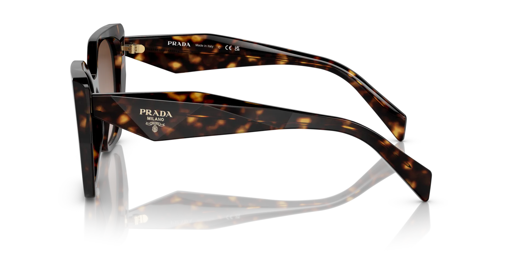 Prada PR 19ZS 2AU6S1 Occhiali da sole Acetato Tartaruga Marrone Pillow Normale Sfumato - immagine 4